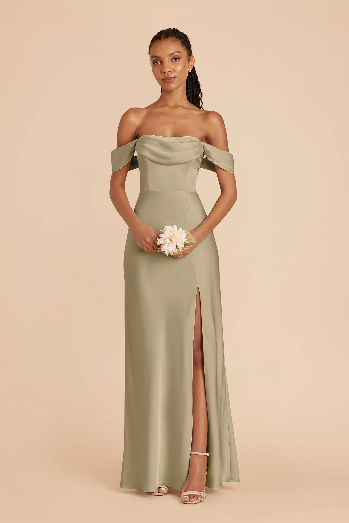 Mia Matte Satin Dress - Moss Green sold by Birdy Grey product image thumbnail 4
