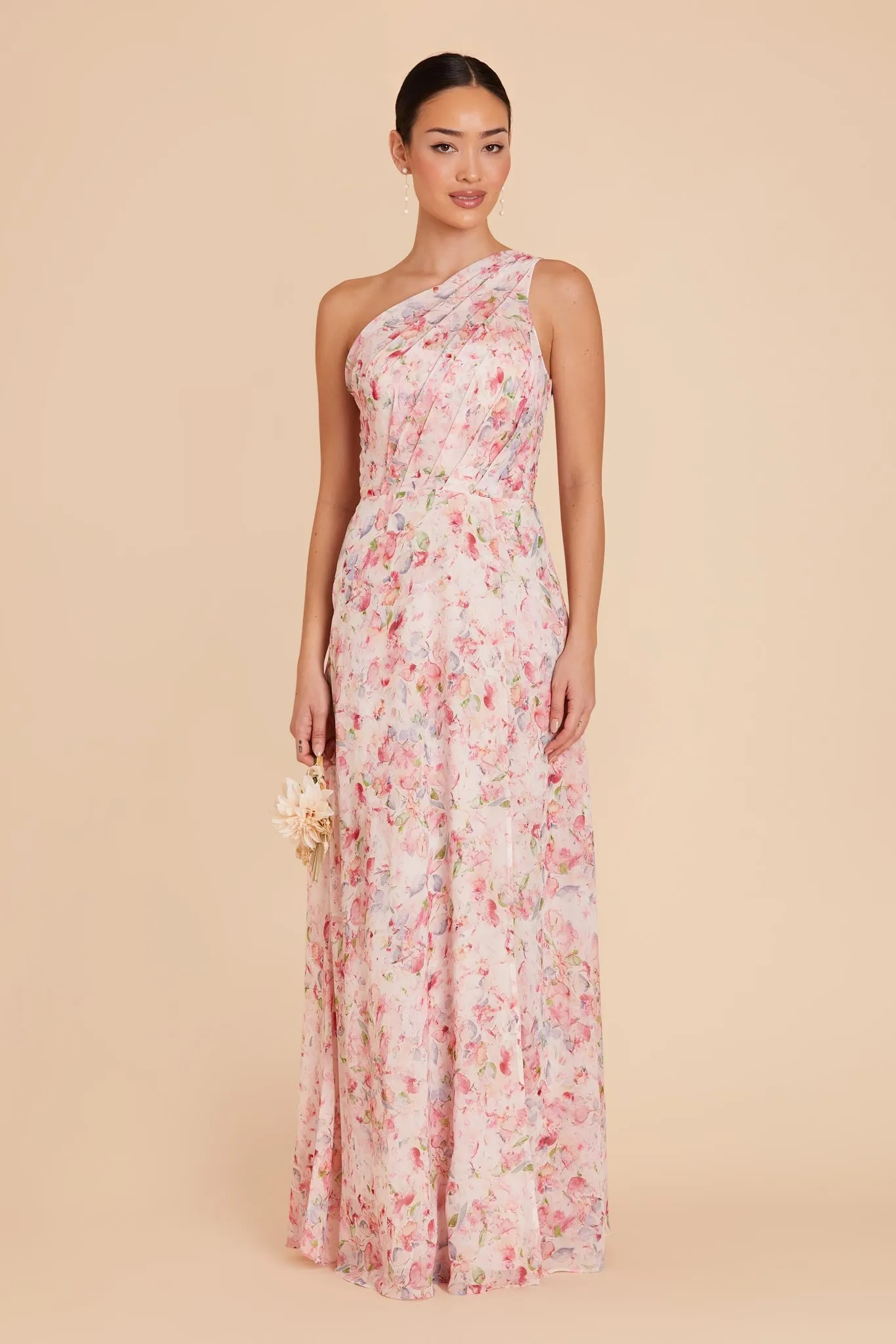 Kira Chiffon Dress With Slit - Pink Falling Petals sold by Birdy Grey product image thumbnail 3