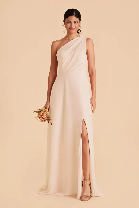 Kira Chiffon Dress With Slit - Champagne sold by Birdy Grey