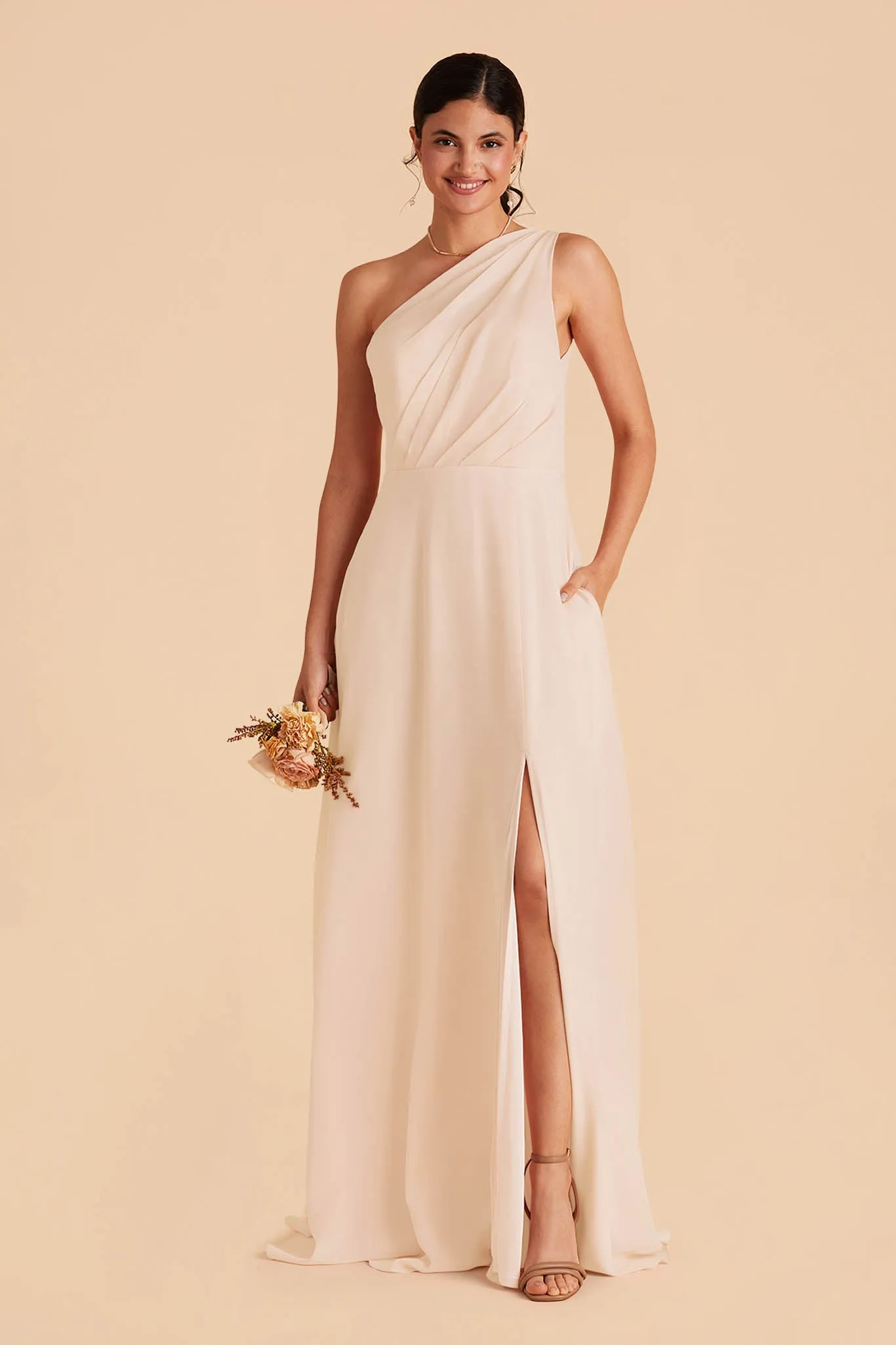 Kira Chiffon Dress With Slit - Champagne sold by Birdy Grey product image thumbnail 4