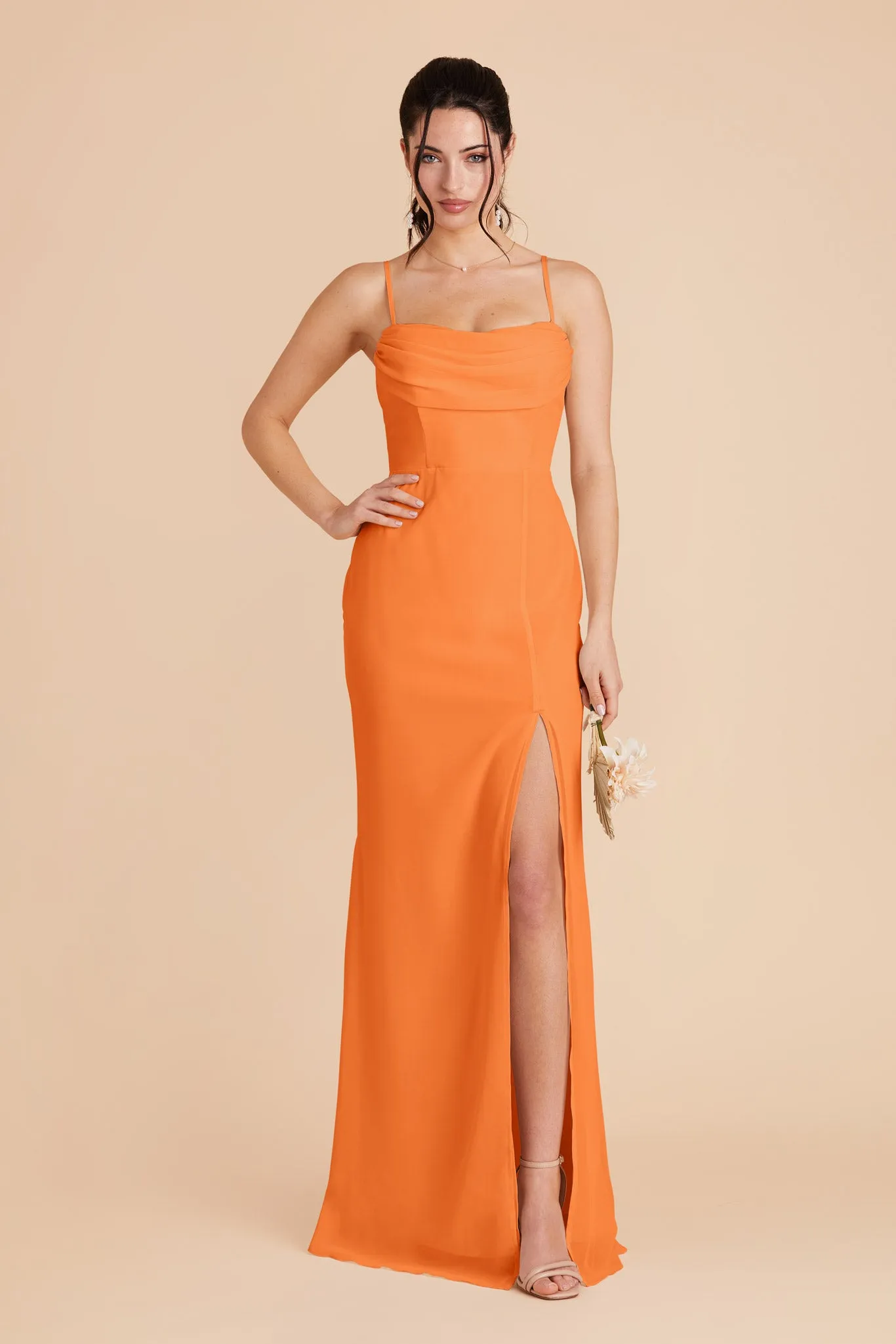 Mira Chiffon Dress - Apricot sold by Birdy Grey