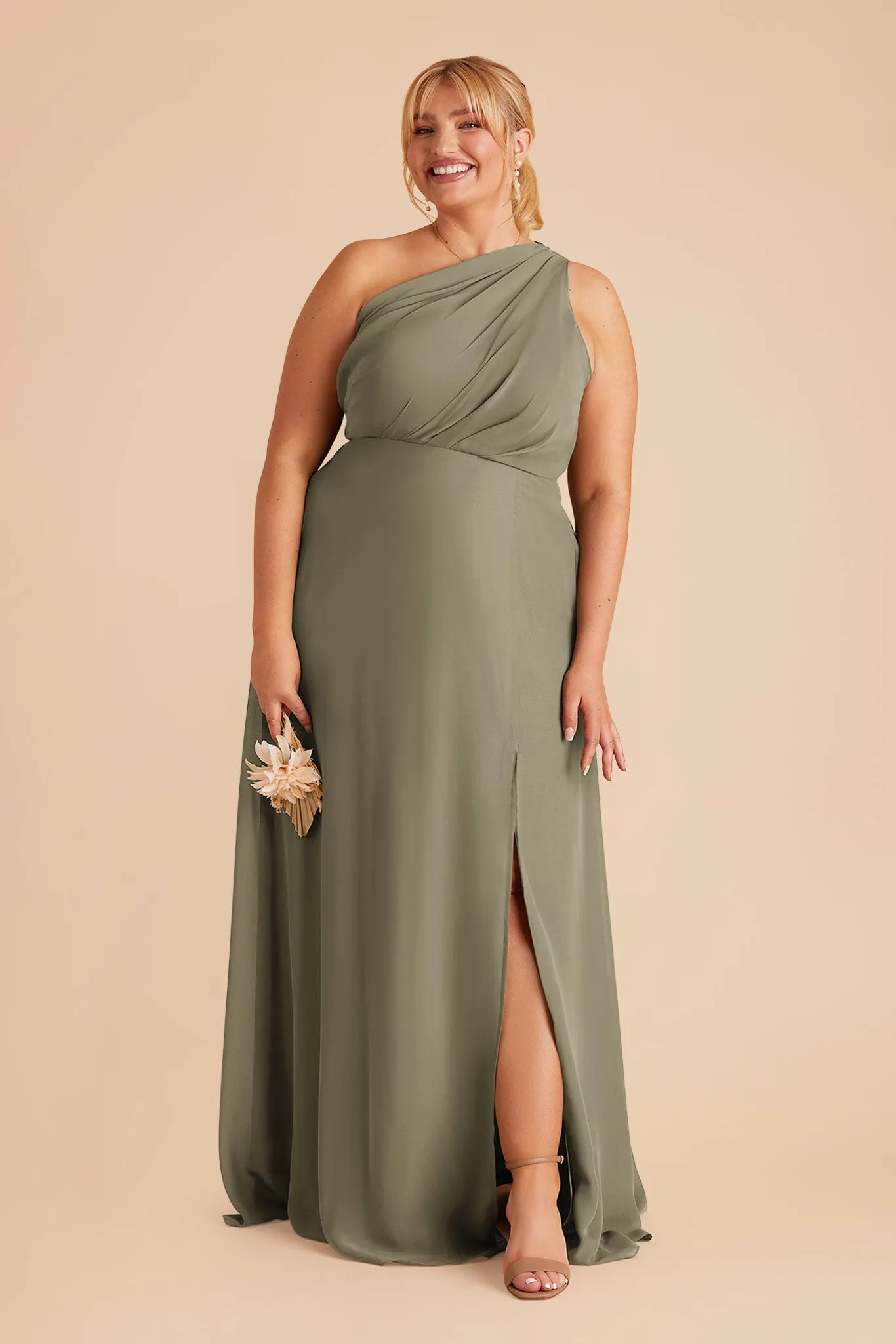 Kira Chiffon Dress With Slit - Thyme sold by Birdy Grey product image thumbnail 2