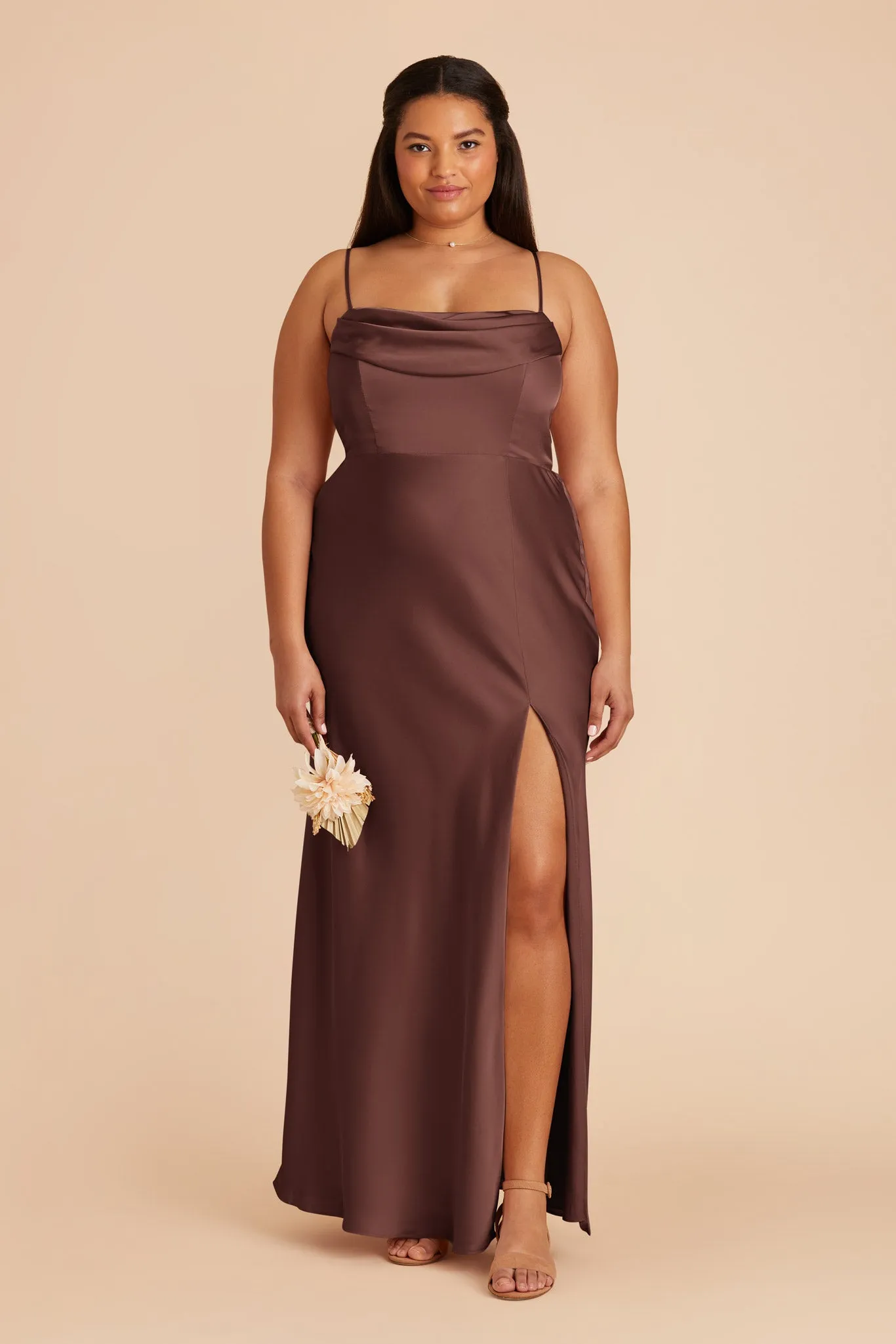 Mia Matte Satin Dress - Chocolate Brown sold by Birdy Grey product image thumbnail 2