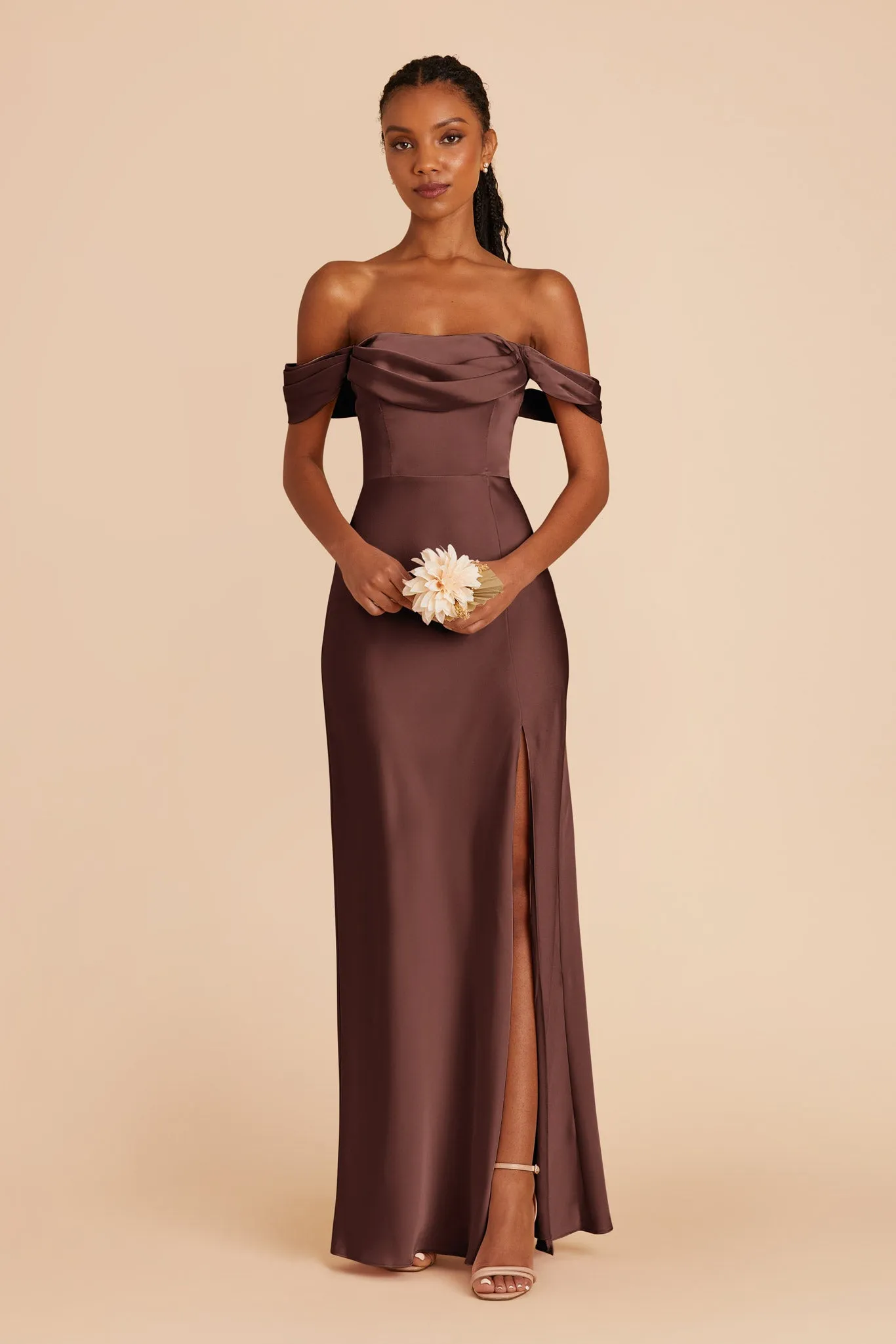 Mia Matte Satin Dress - Chocolate Brown sold by Birdy Grey product image thumbnail 4