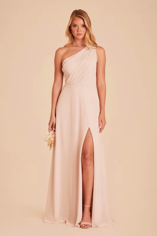 Kira Chiffon Dress With Slit - Pale Blush sold by Birdy Grey