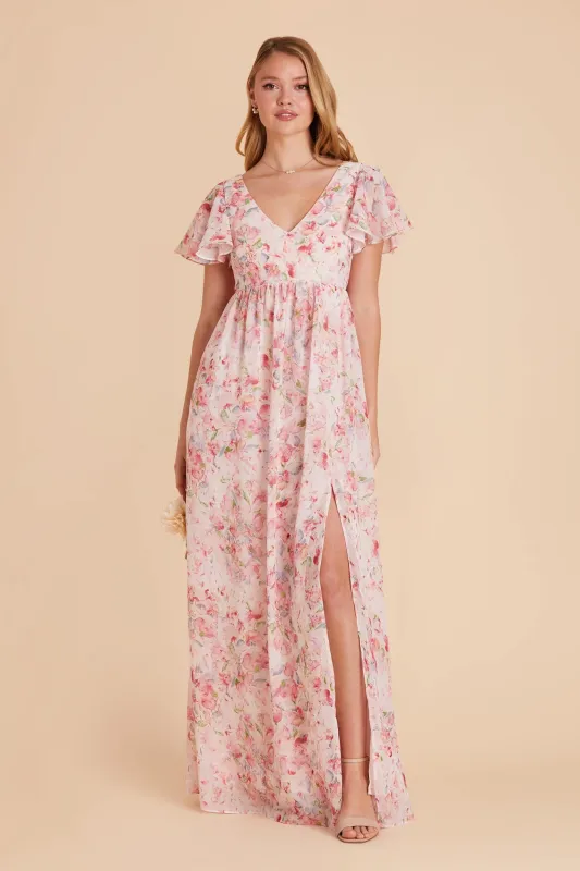 Hannah Chiffon Dress - Pink Falling Petals sold by Birdy Grey
