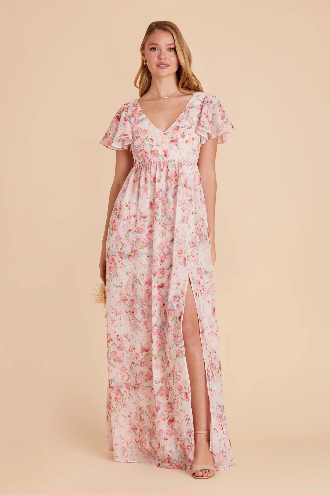 Hannah Chiffon Dress - Pink Falling Petals sold by Birdy Grey