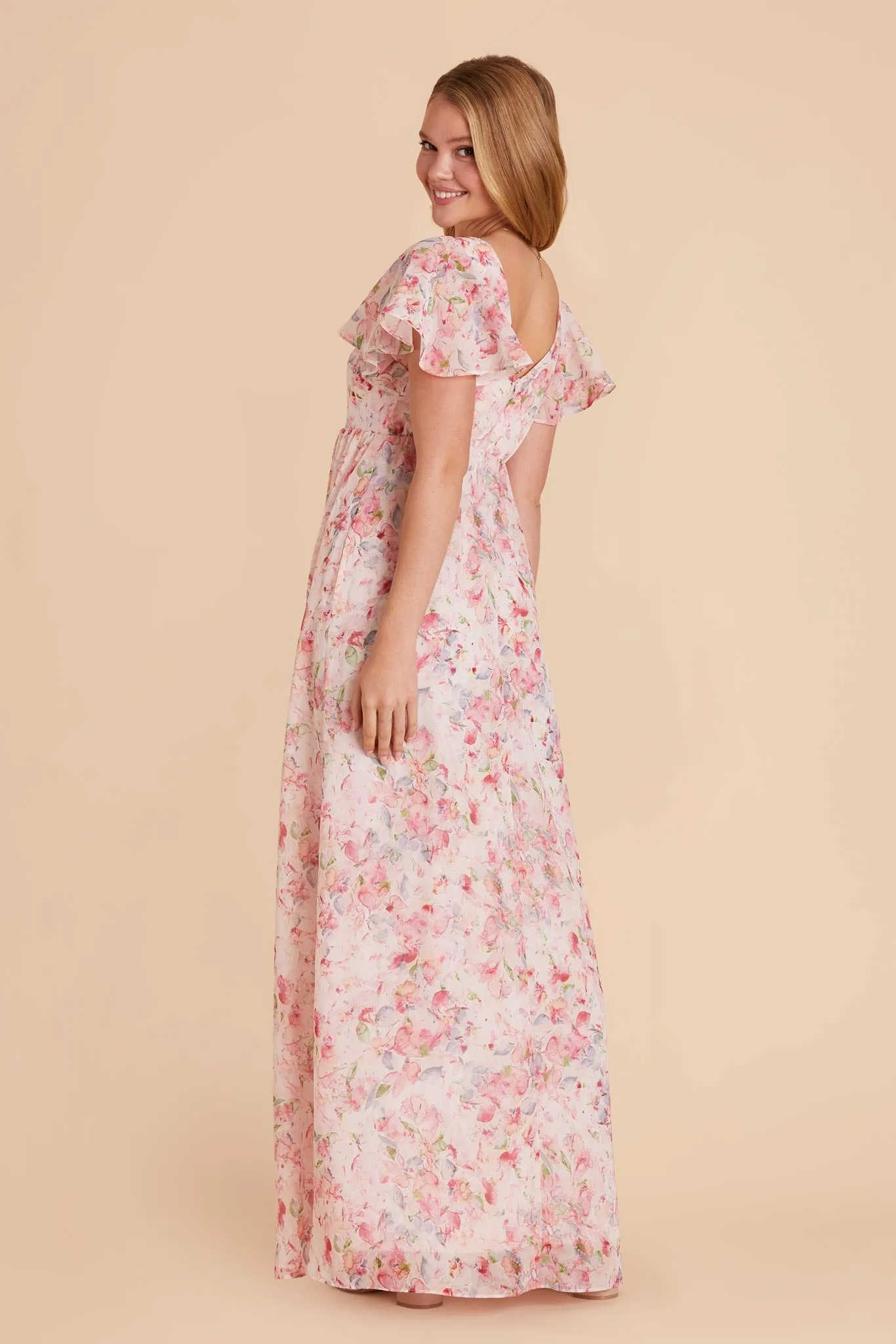 Hannah Chiffon Dress - Pink Falling Petals sold by Birdy Grey product image thumbnail 2