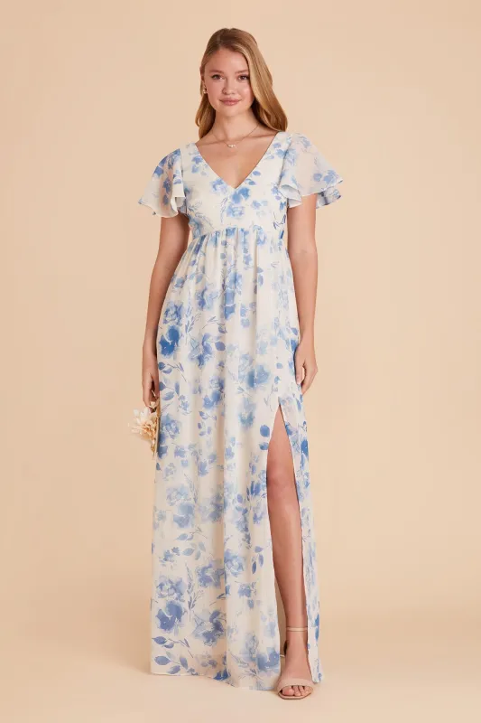 Hannah Chiffon Dress - Blue Rococo Floral sold by Birdy Grey