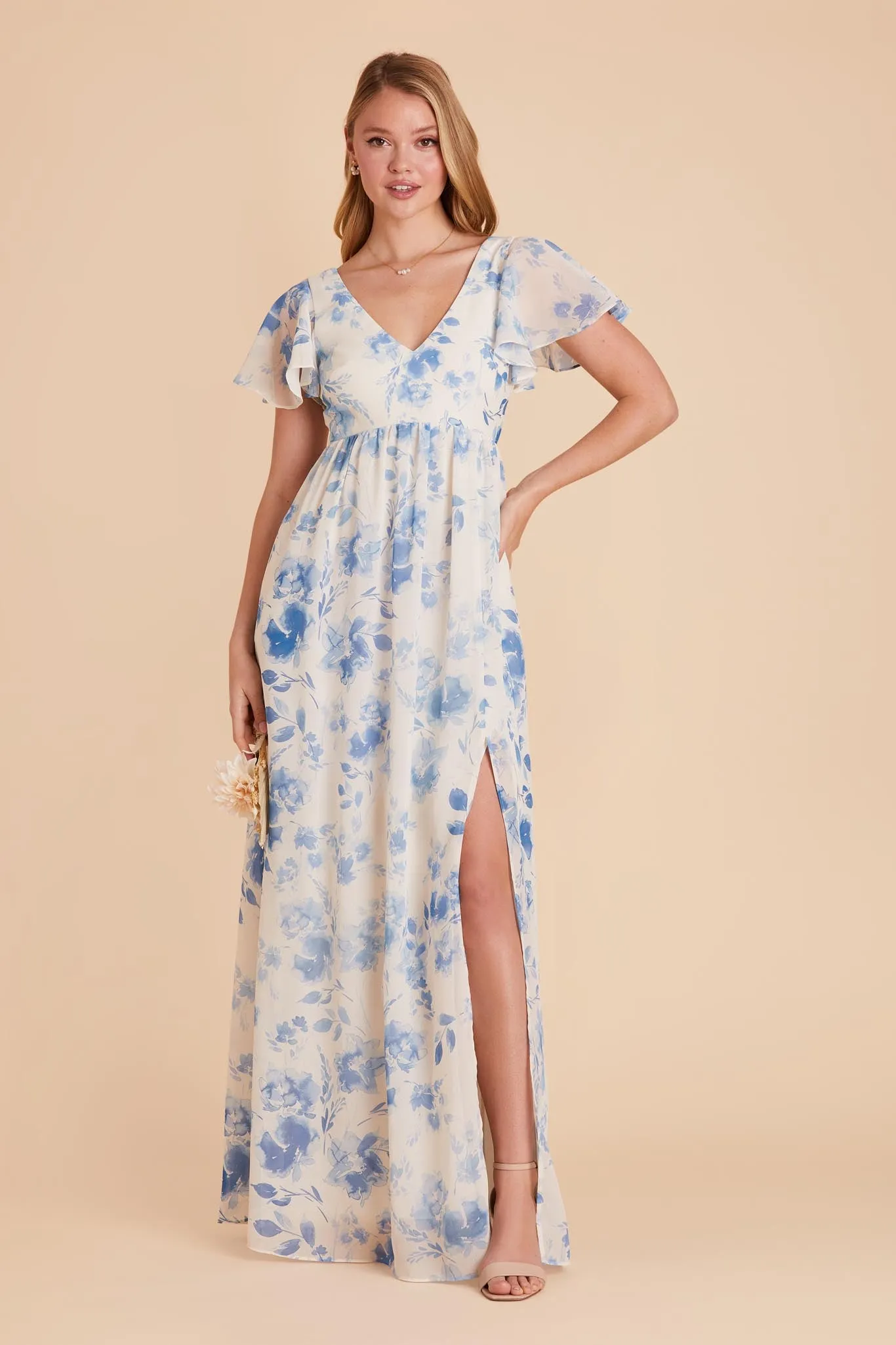 Hannah Chiffon Dress - Blue Rococo Floral sold by Birdy Grey product image thumbnail 3