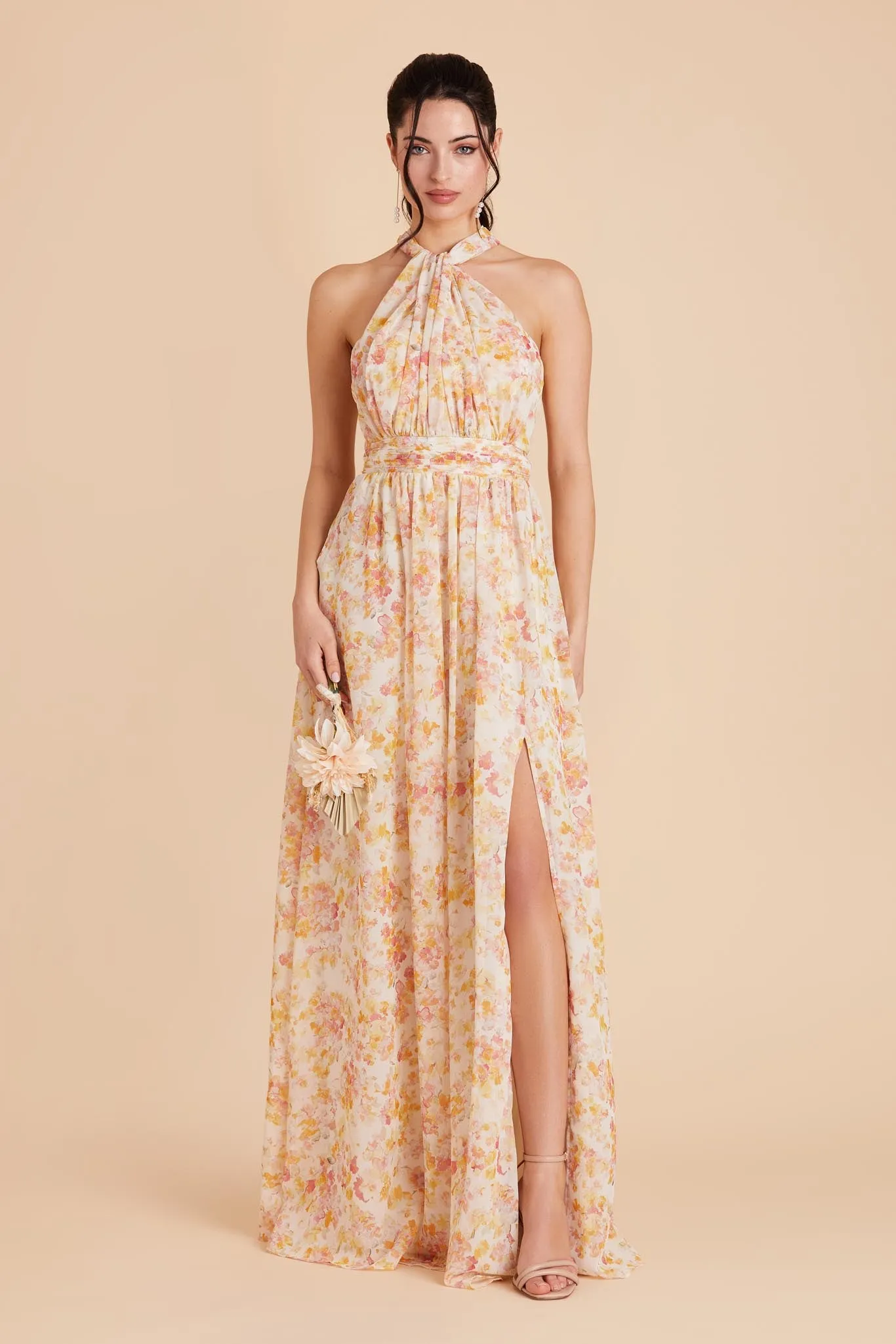 Grace Chiffon Dress With Slit - Pressed Floral sold by Birdy Grey product image thumbnail 2