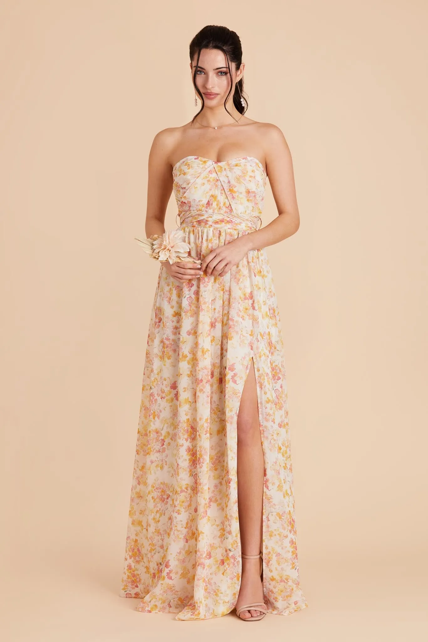 Grace Chiffon Dress With Slit - Pressed Floral sold by Birdy Grey product image thumbnail 5