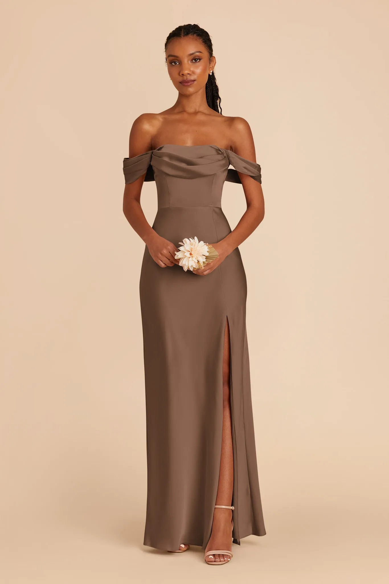 Mia Matte Satin Dress - Mocha sold by Birdy Grey product image thumbnail 4