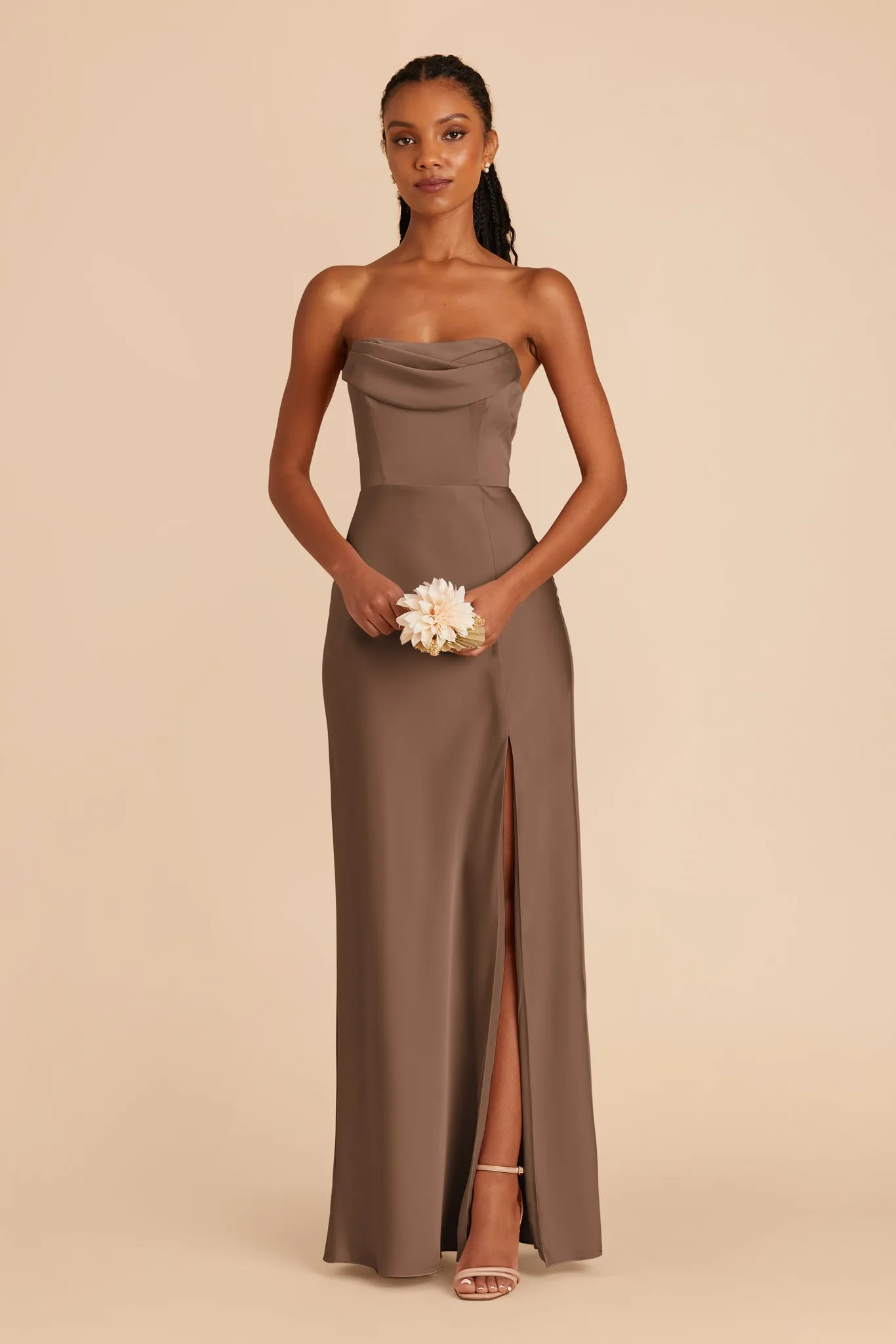 Mia Matte Satin Dress - Mocha sold by Birdy Grey product image thumbnail 3