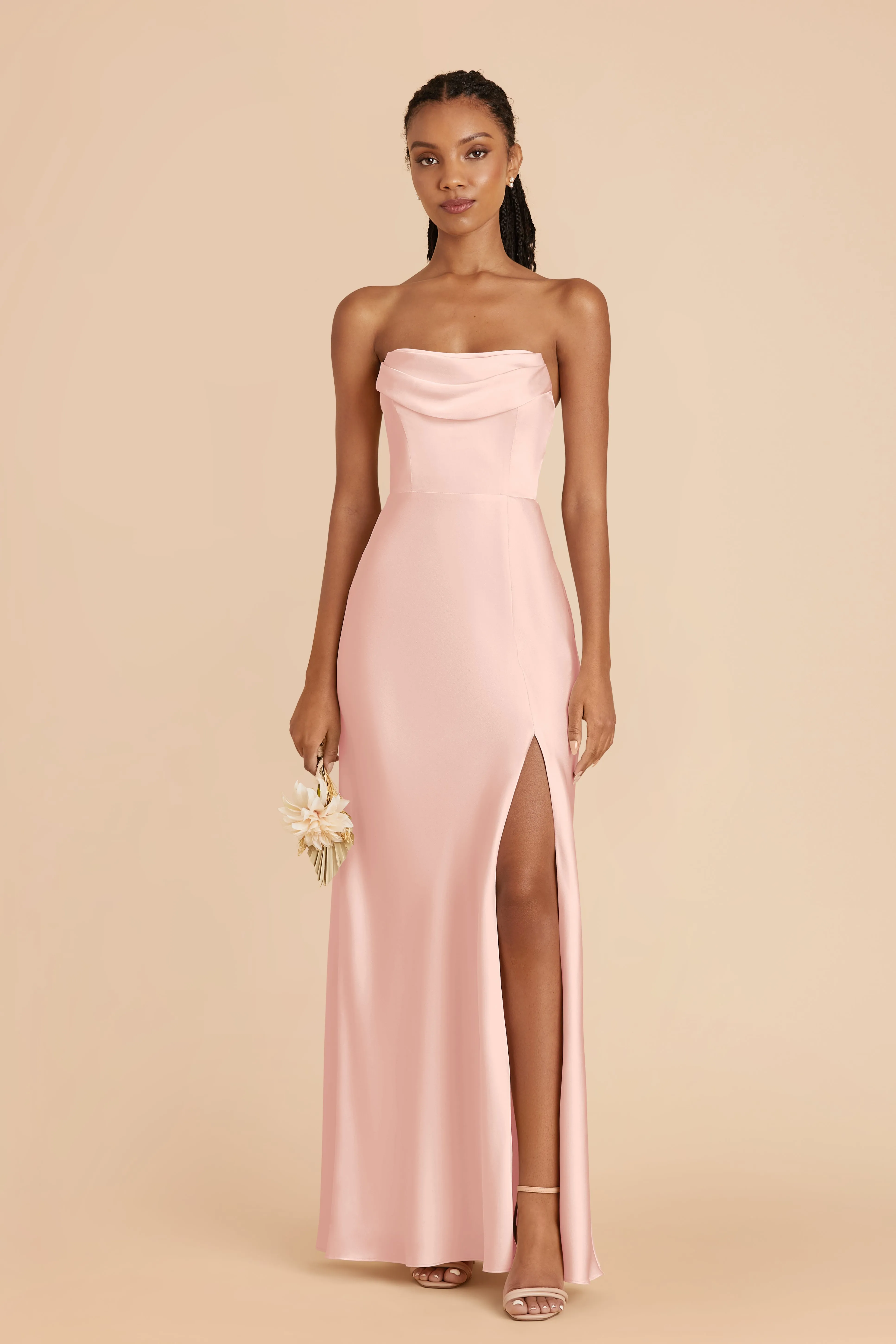 Mia Matte Satin Dress - Blush Pink sold by Birdy Grey