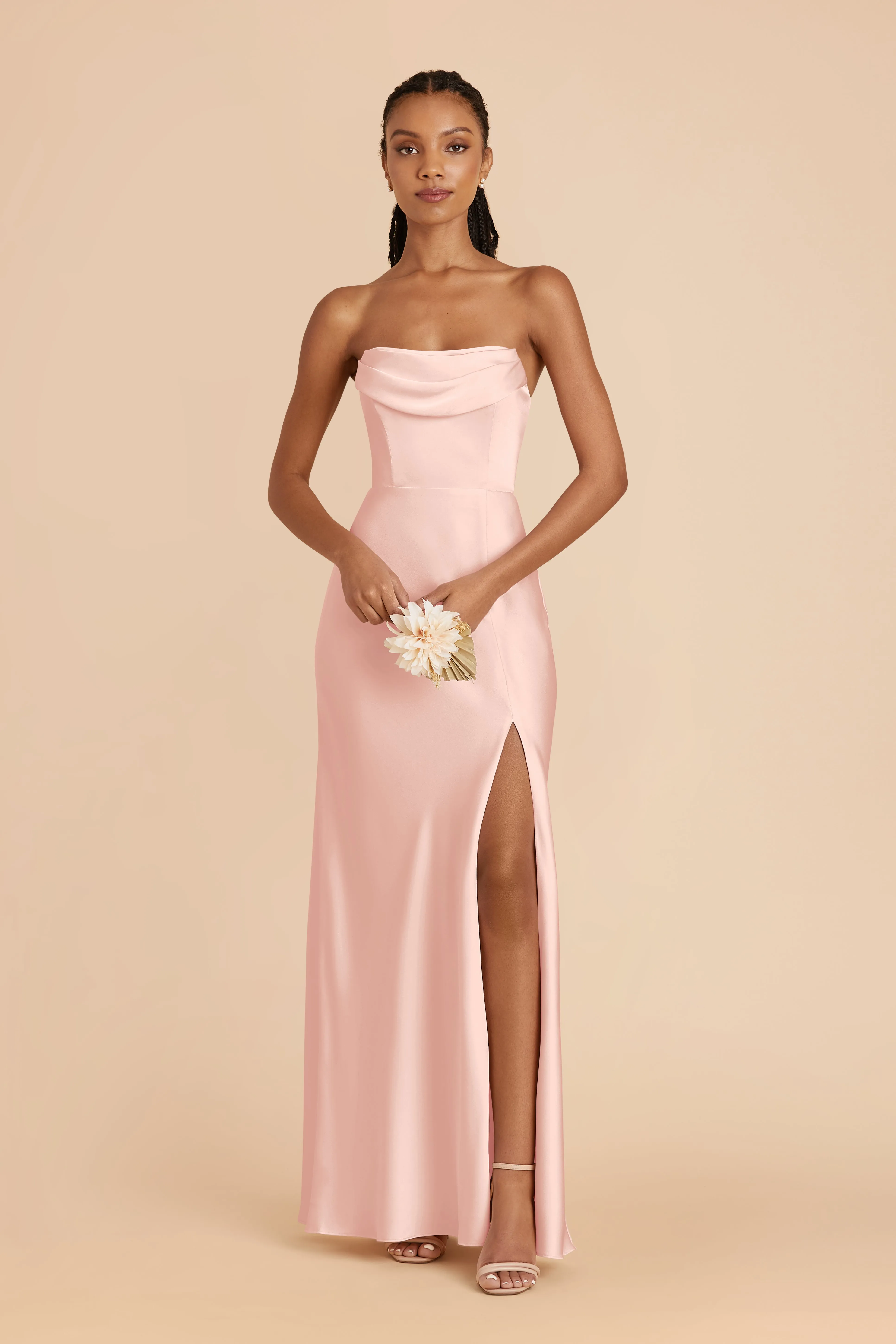 Mia Matte Satin Dress - Blush Pink sold by Birdy Grey product image thumbnail 4