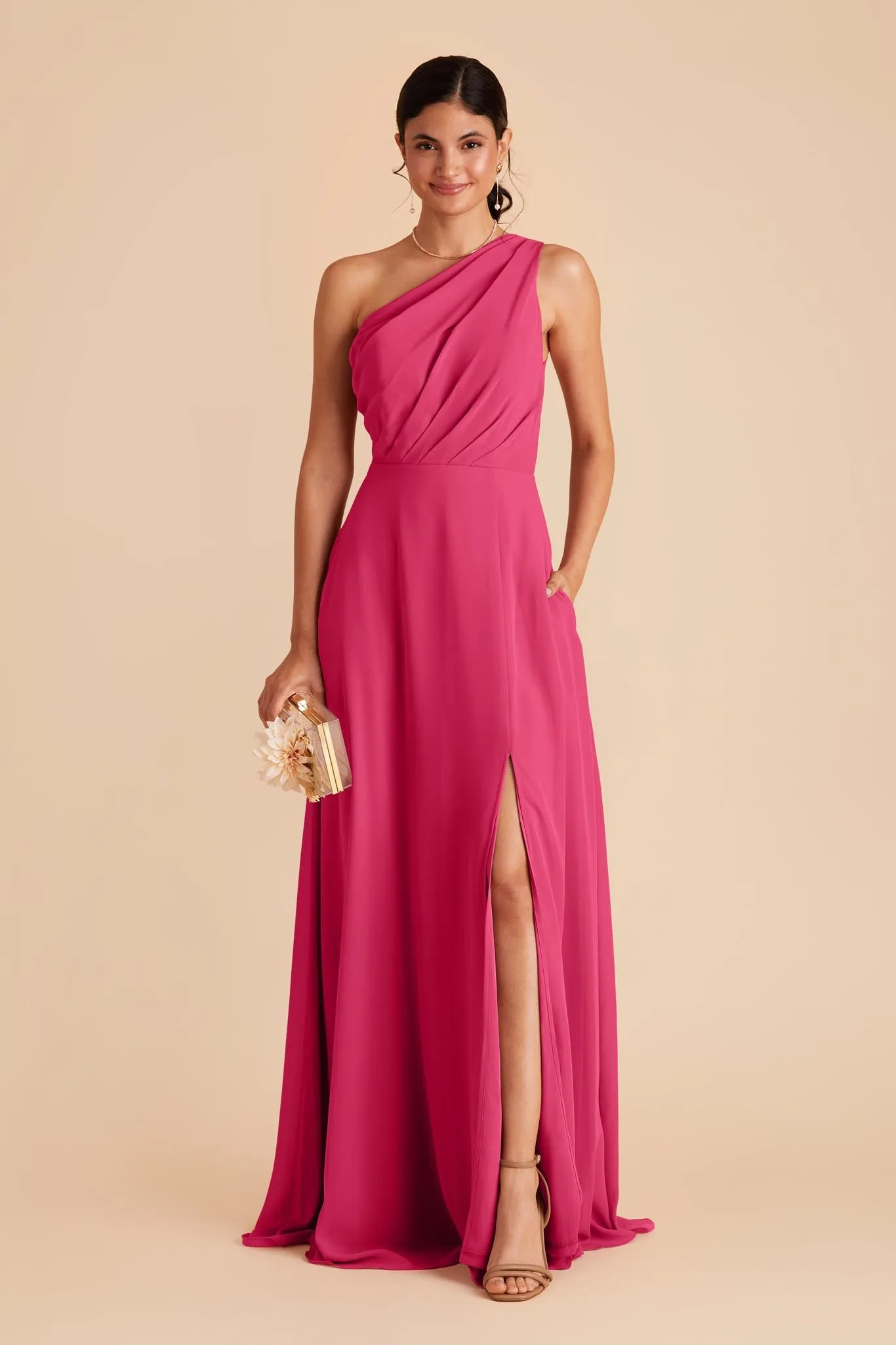 Kira Chiffon Dress With Slit - Fuchsia sold by Birdy Grey product image thumbnail 5