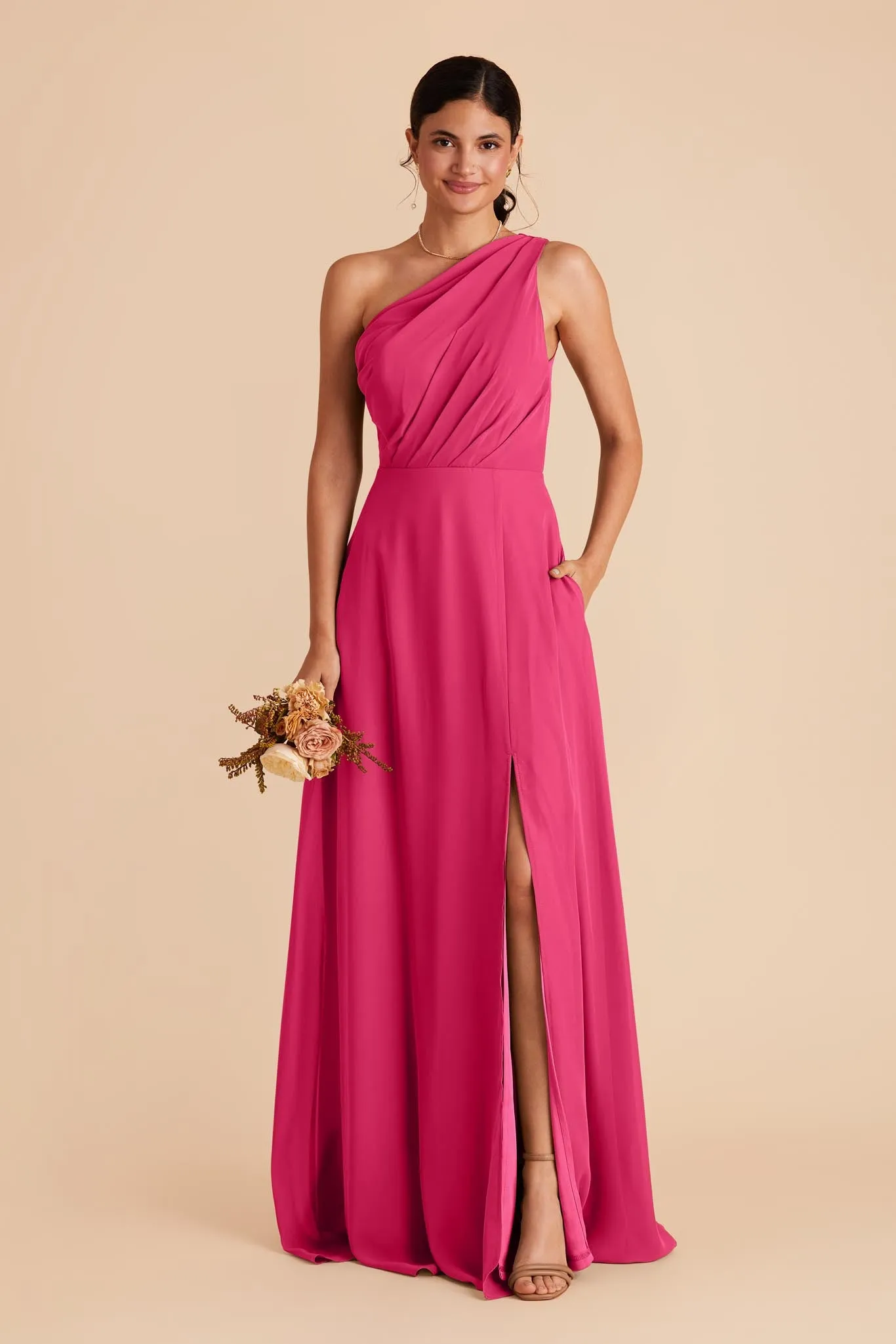Kira Chiffon Dress With Slit - Fuchsia sold by Birdy Grey product image thumbnail 4