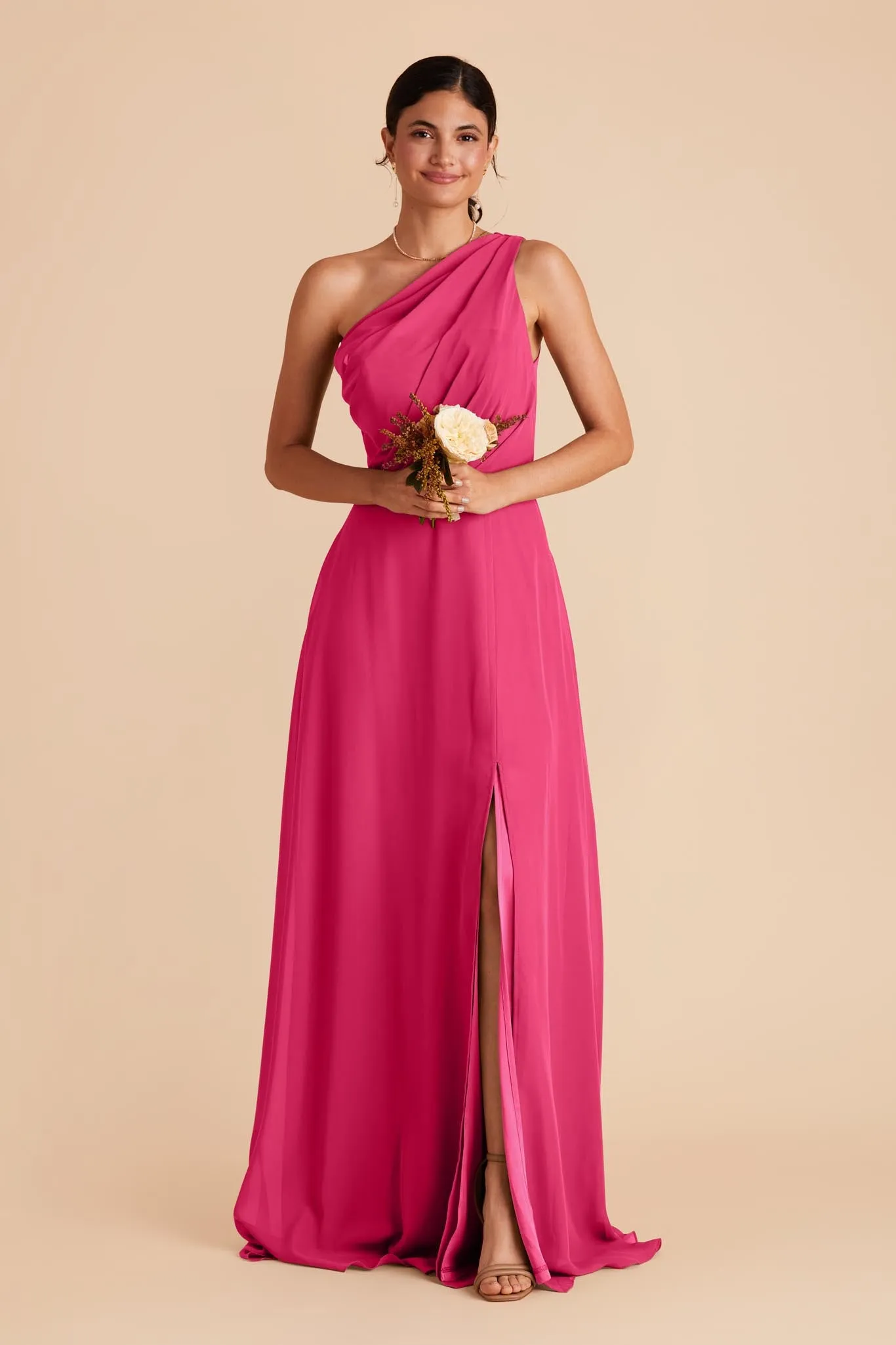Kira Chiffon Dress With Slit - Fuchsia sold by Birdy Grey product image thumbnail 3