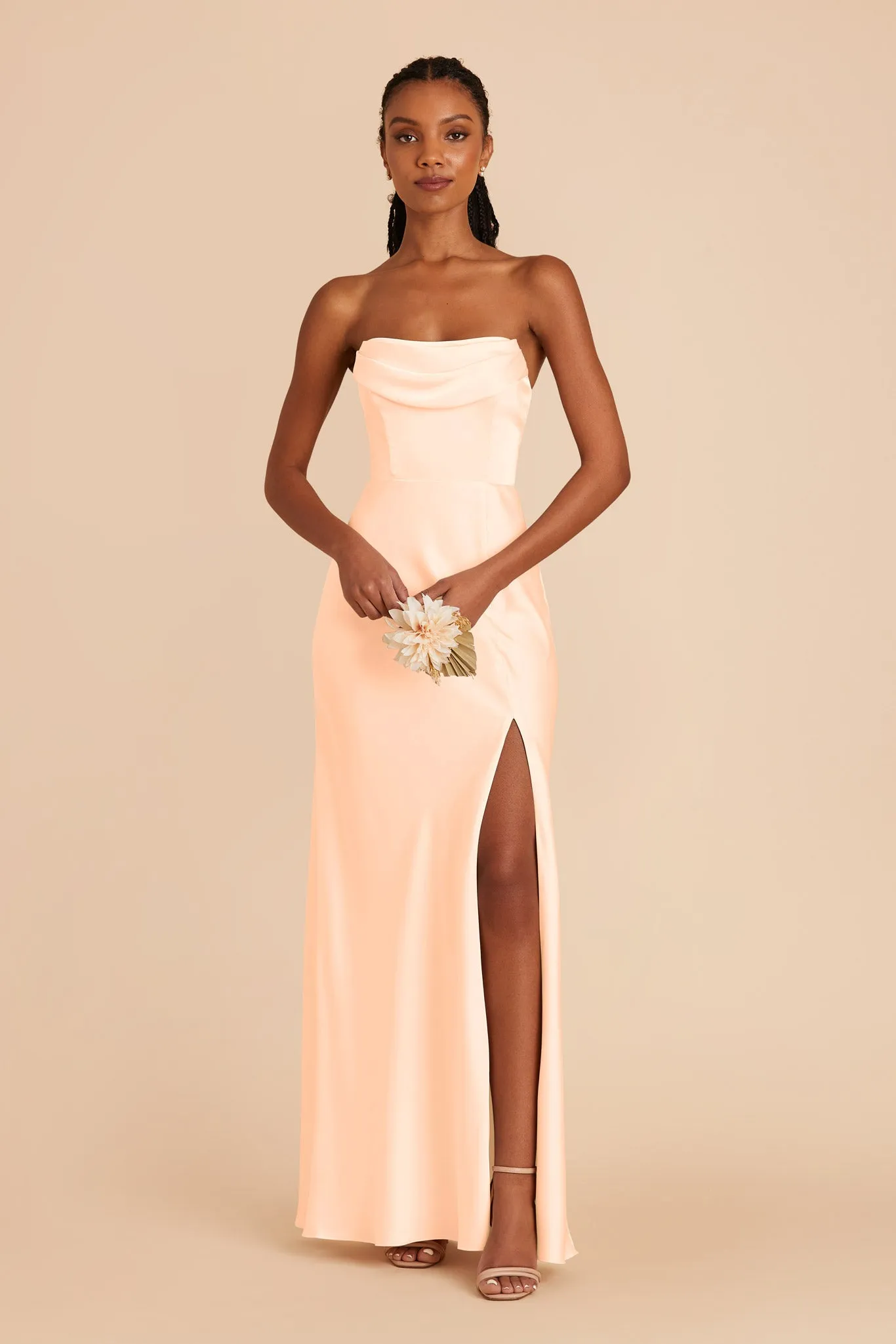 Mia Matte Satin Dress - Peach Cream sold by Birdy Grey product image thumbnail 4