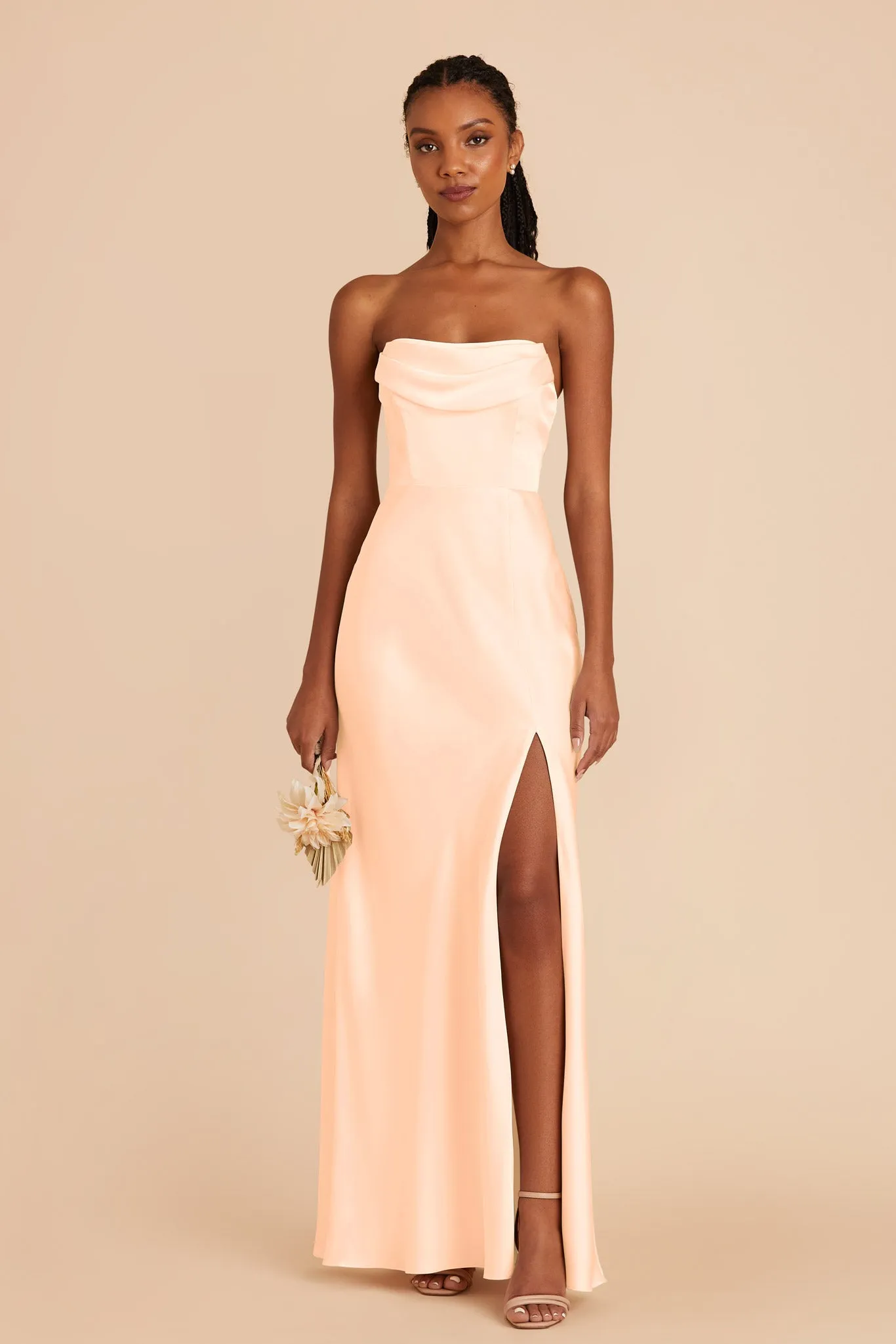 Mia Matte Satin Dress - Peach Cream sold by Birdy Grey product image thumbnail 3