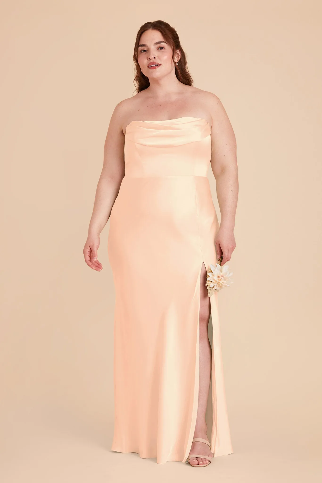Mia Matte Satin Dress - Peach Cream sold by Birdy Grey product image thumbnail 2