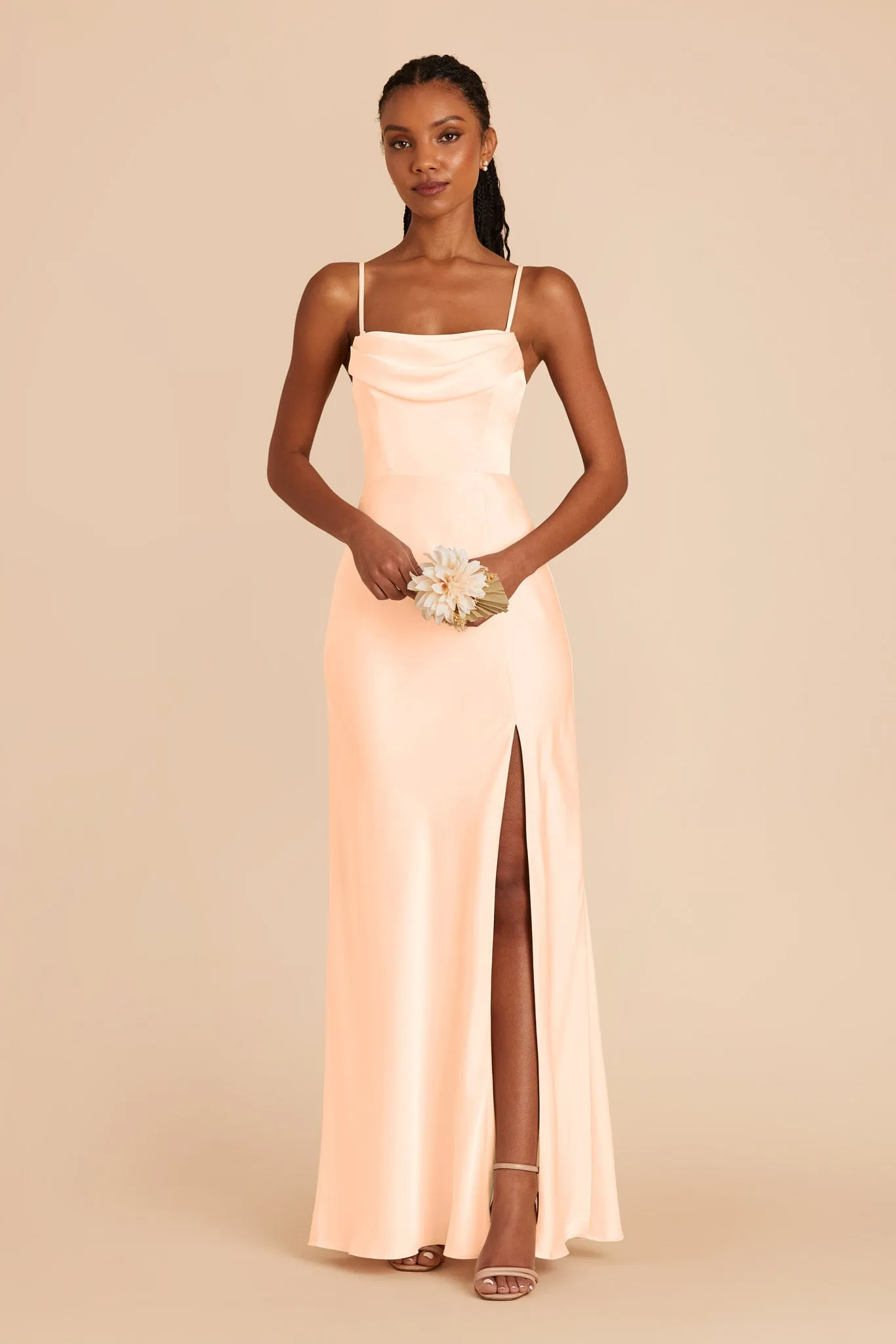 Mia Matte Satin Dress - Peach Cream sold by Birdy Grey product image thumbnail 5