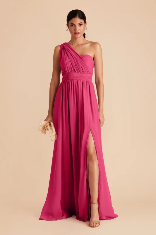 Grace Chiffon Dress With Slit - Fuchsia sold by Birdy Grey
