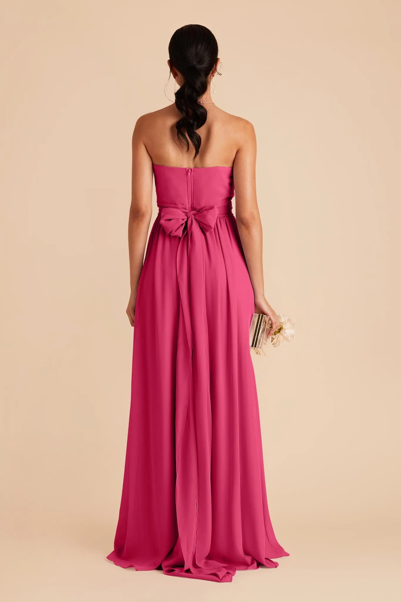 Grace Chiffon Dress With Slit - Fuchsia sold by Birdy Grey product image thumbnail 5