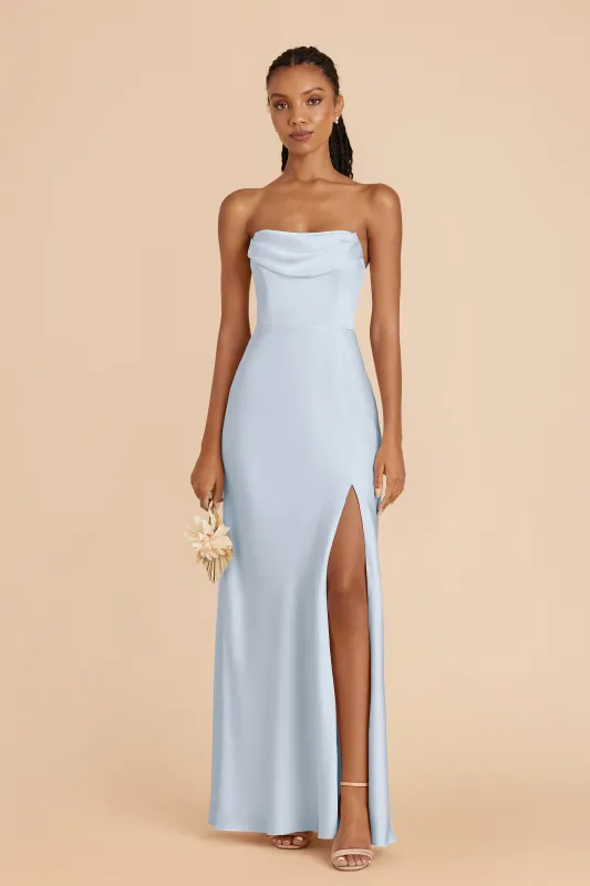 Mia Matte Satin Dress - Mist Blue sold by Birdy Grey