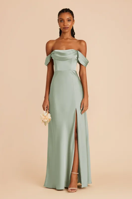 Mia Matte Satin Dress - Sage sold by Birdy Grey