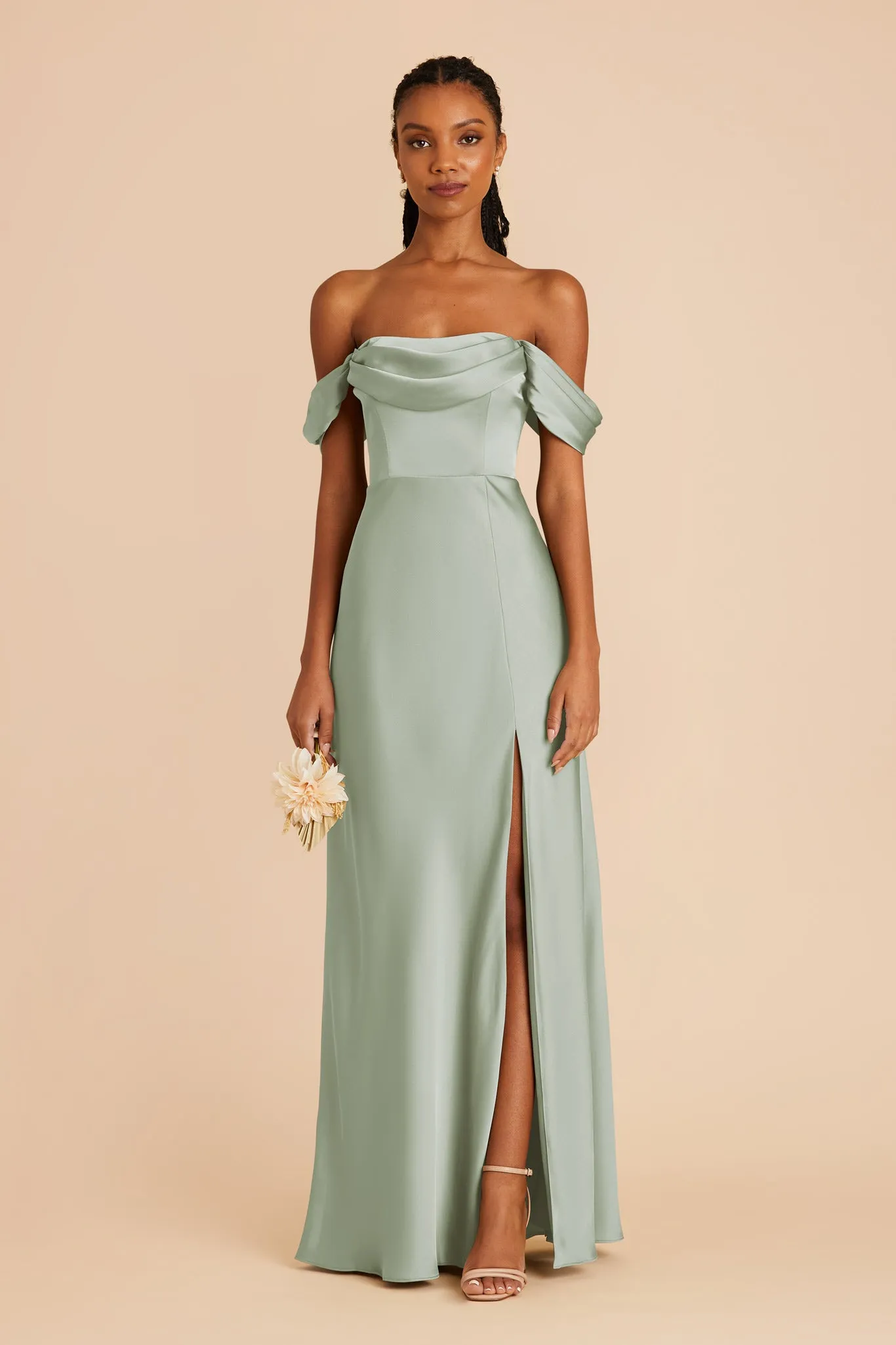 Mia Matte Satin Dress - Sage sold by Birdy Grey