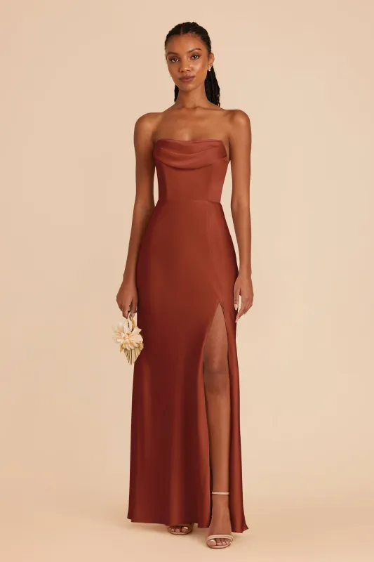 Mia Matte Satin Dress - Auburn sold by Birdy Grey