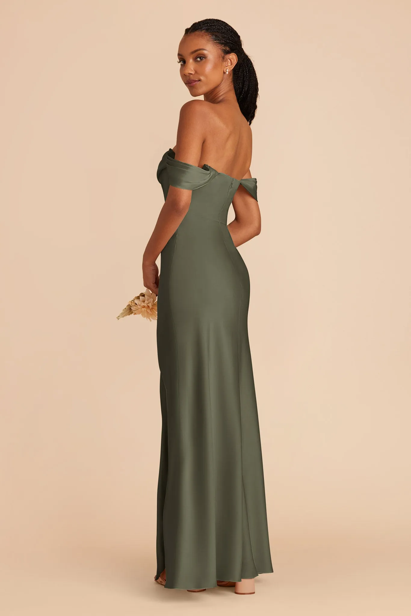 Mia Matte Satin Dress - Olive sold by Birdy Grey product image thumbnail 4