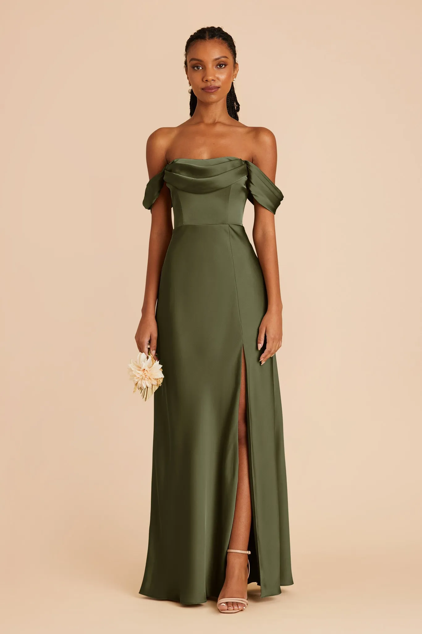 Mia Matte Satin Dress - Olive sold by Birdy Grey product image thumbnail 2