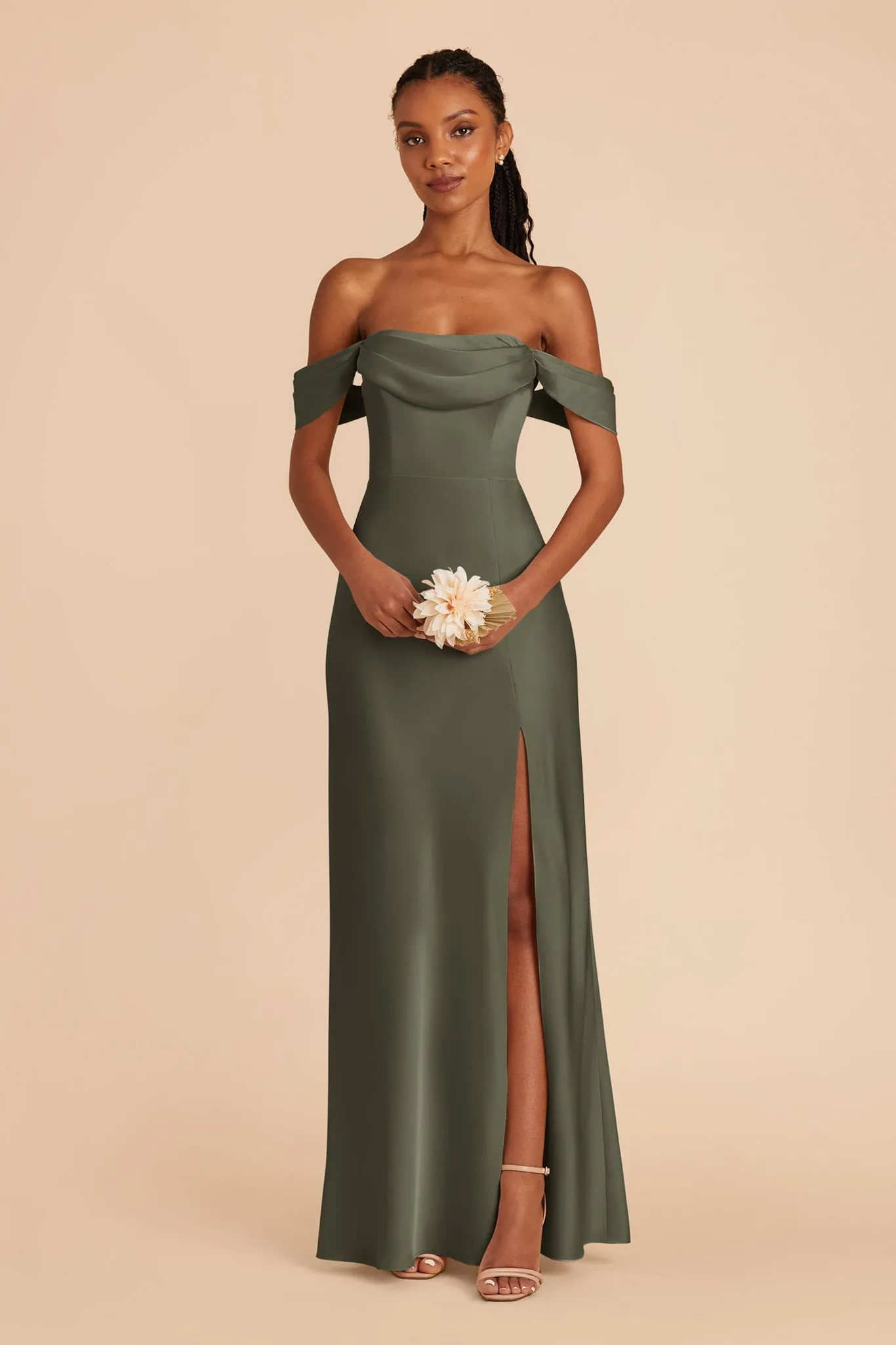 Mia Matte Satin Dress - Olive sold by Birdy Grey product image thumbnail 3