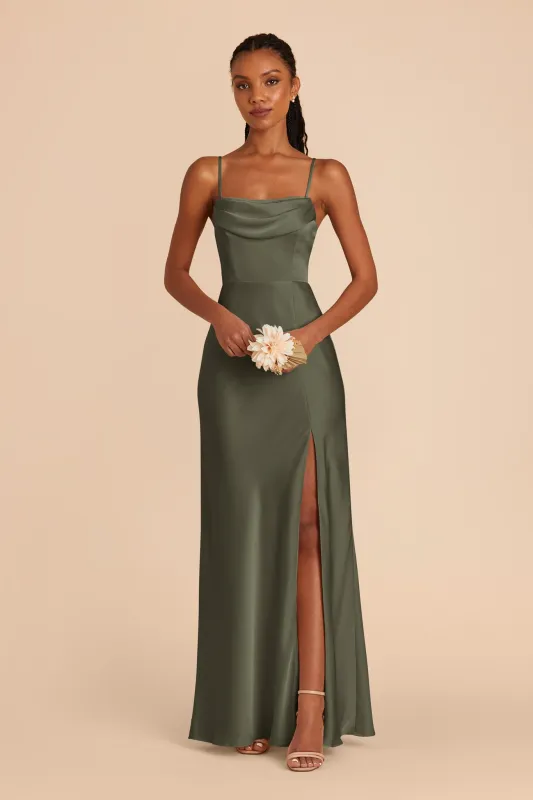 Mia Matte Satin Dress - Olive sold by Birdy Grey