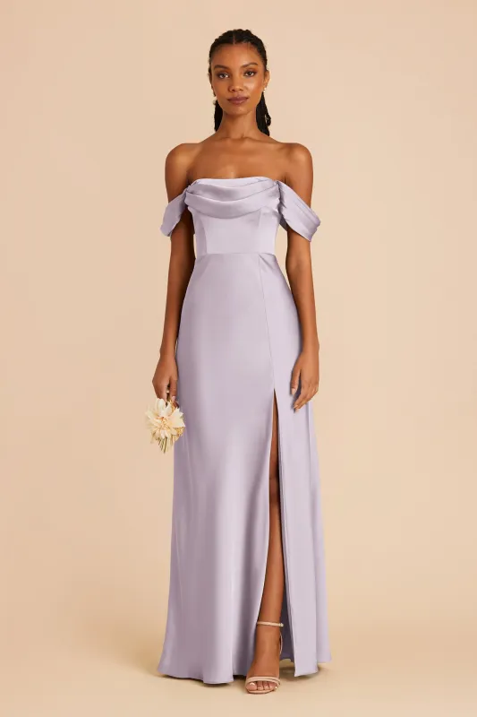 Mia Matte Satin Dress - Dusty Lilac sold by Birdy Grey