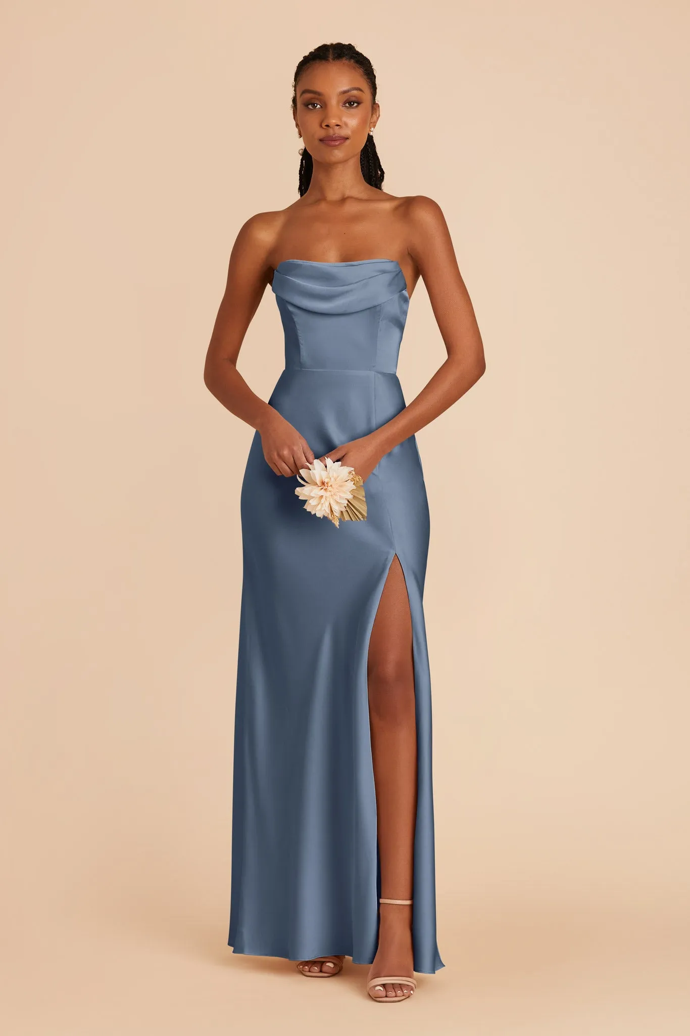 Mia Matte Satin Dress - French Blue sold by Birdy Grey product image thumbnail 3