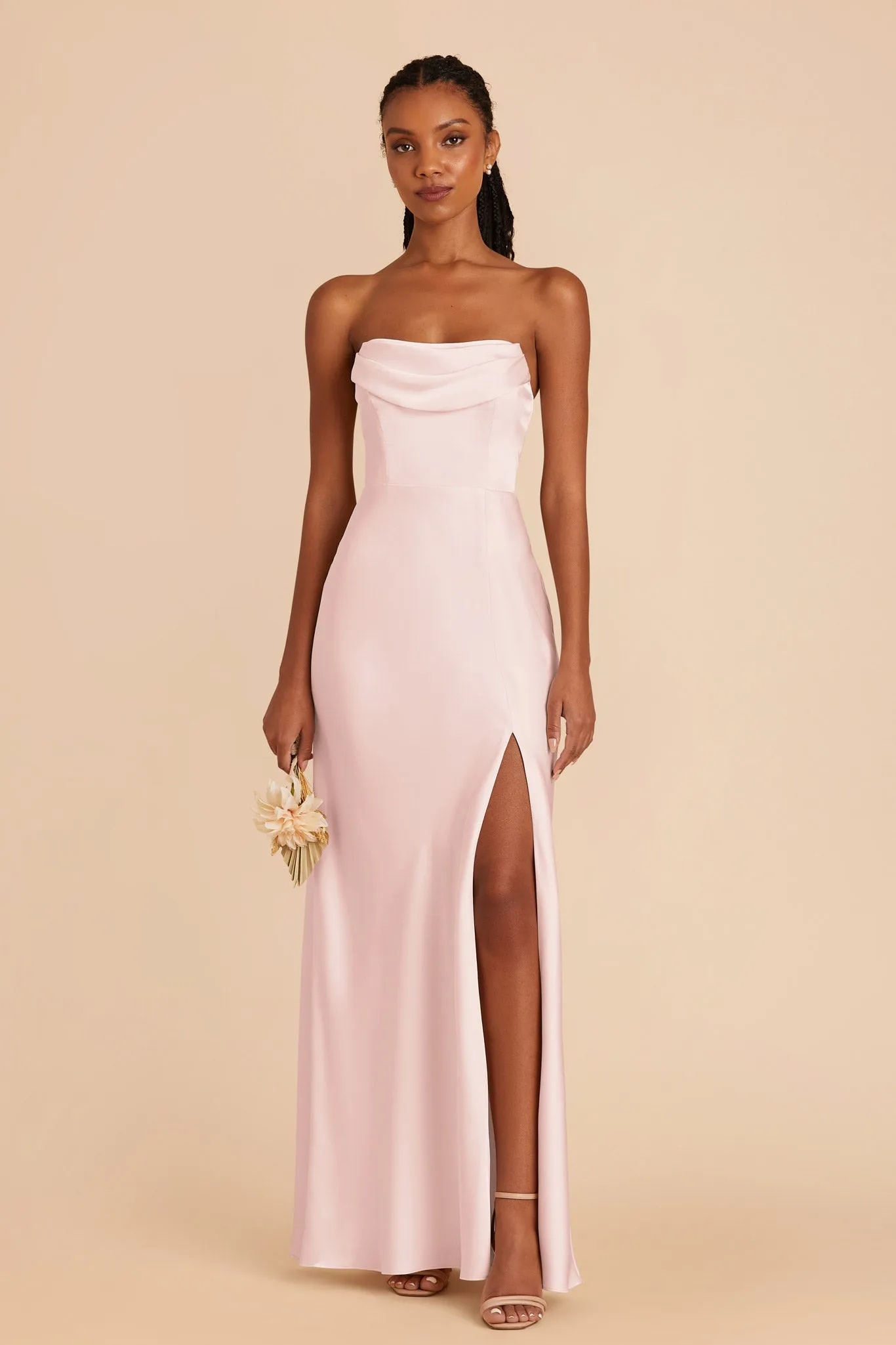 Mia Matte Satin Dress - Pale Blush sold by Birdy Grey