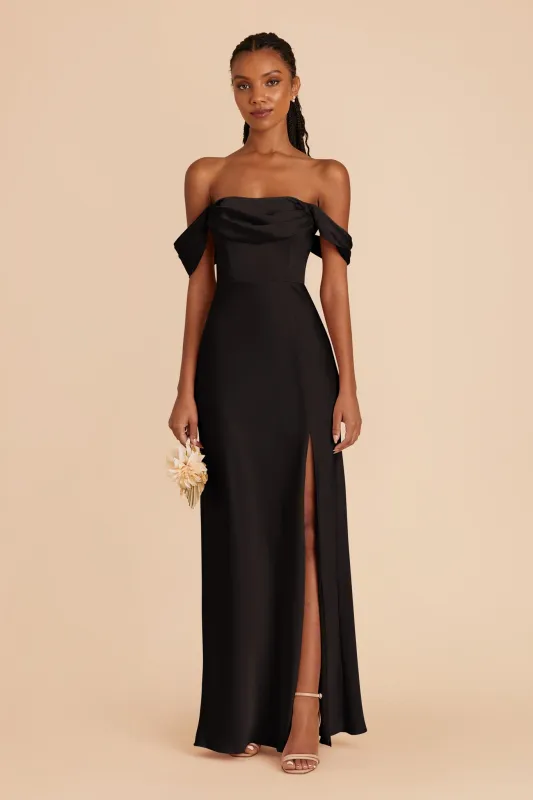 Mia Matte Satin Dress - Black sold by Birdy Grey