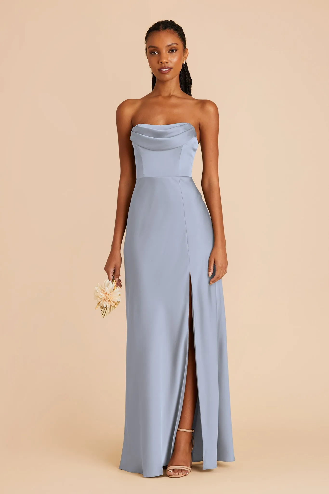 Mia Matte Satin Dress - Dusty Blue sold by Birdy Grey product image thumbnail 3