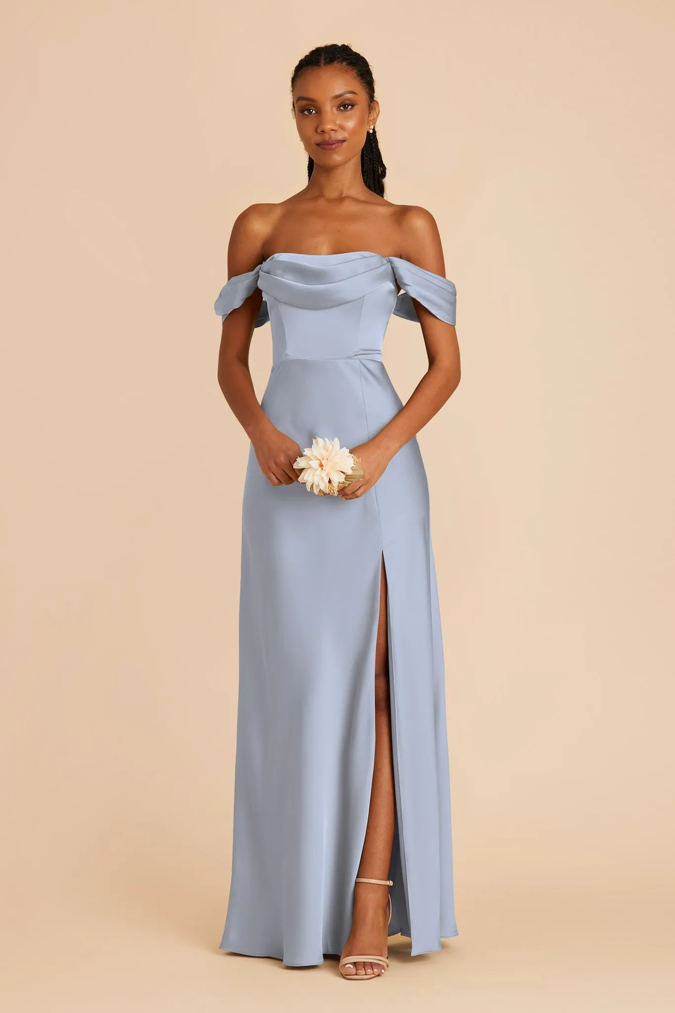 Mia Matte Satin Dress - Dusty Blue sold by Birdy Grey product image thumbnail 5