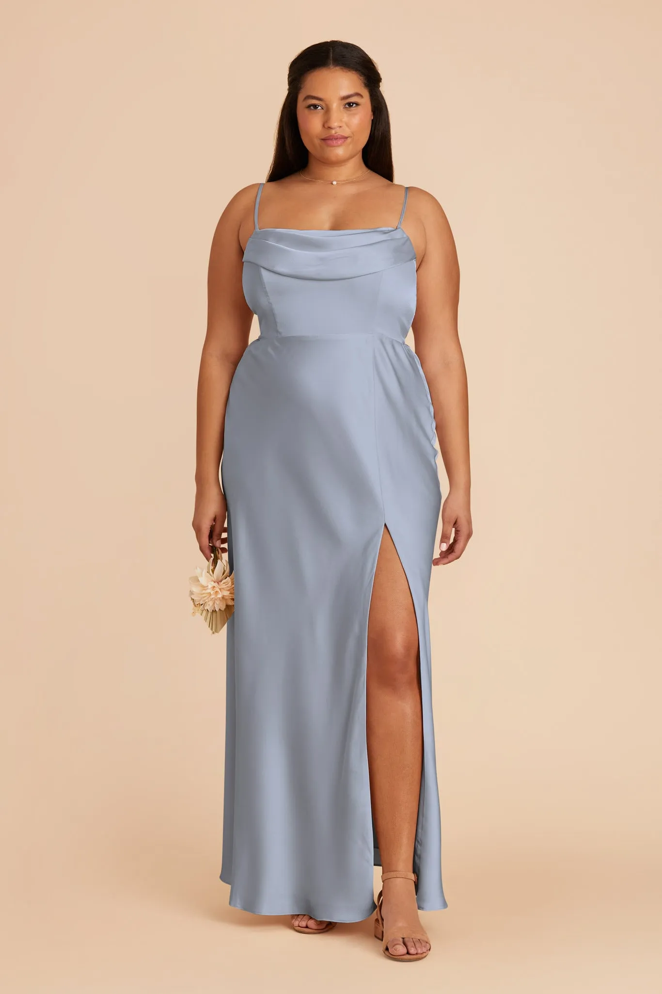 Mia Matte Satin Dress - Dusty Blue sold by Birdy Grey product image thumbnail 2