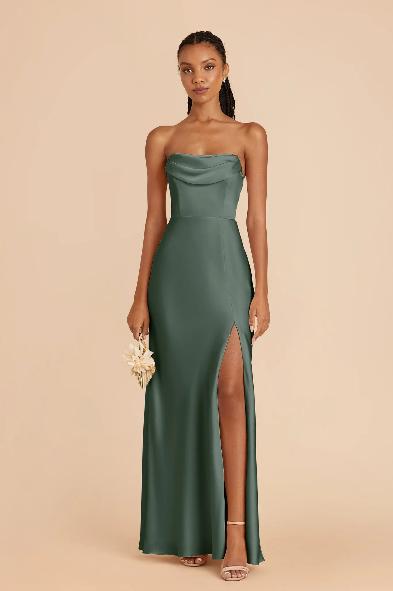 Mia Matte Satin Dress - Eucalyptus sold by Birdy Grey