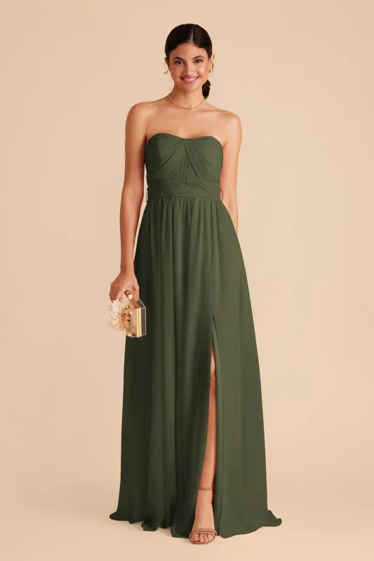 Grace Chiffon Dress With Slit - Olive sold by Birdy Grey