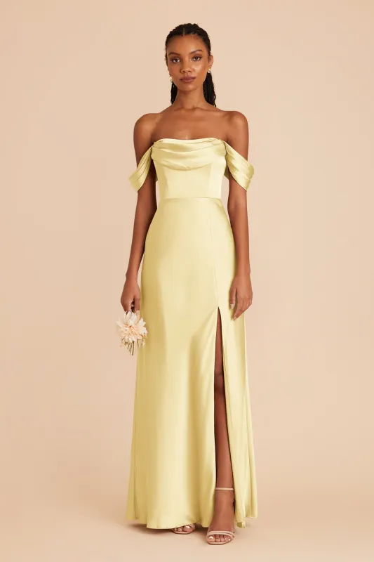 Mia Matte Satin Dress - Lemon Sorbet sold by Birdy Grey