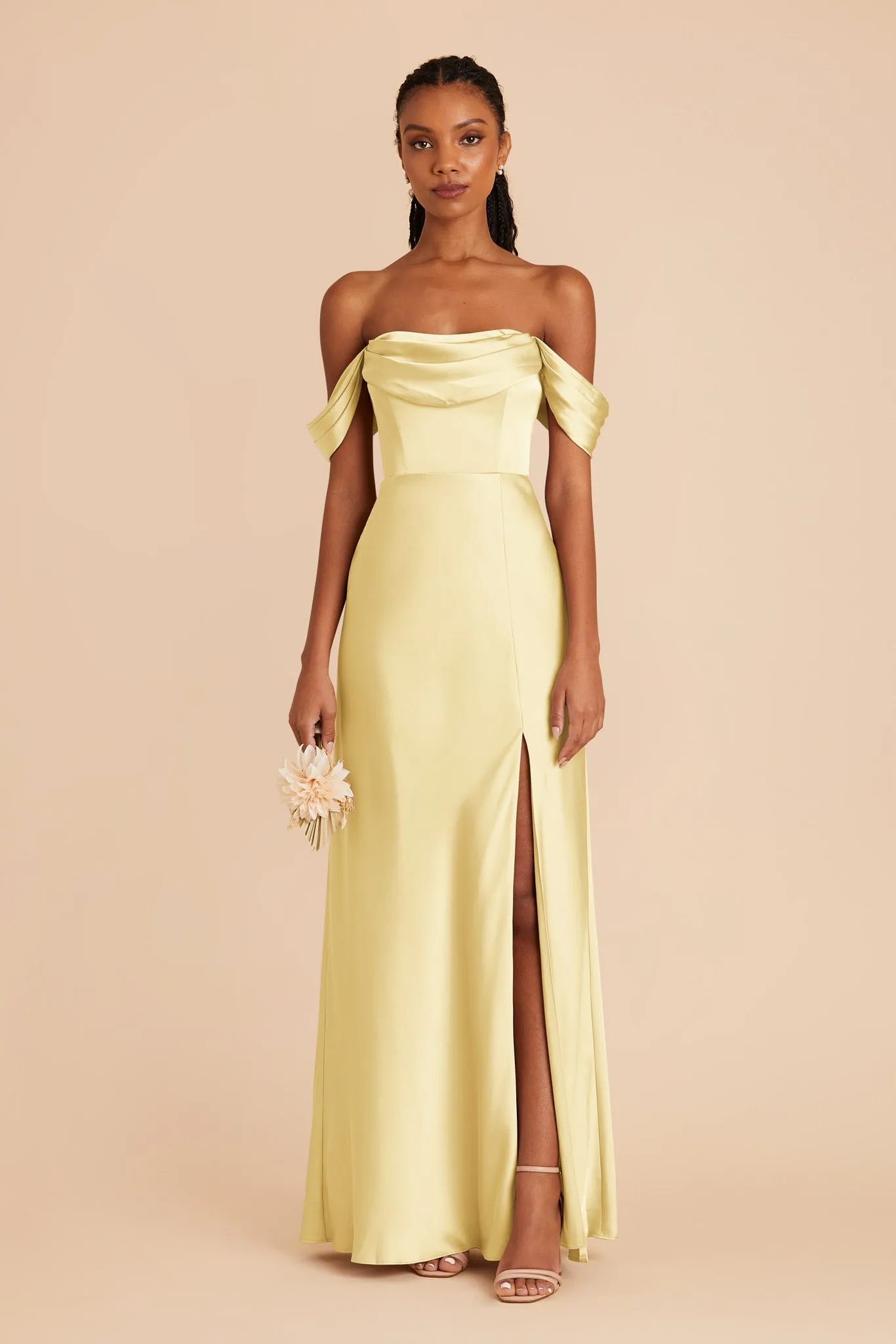 Mia Matte Satin Dress - Lemon Sorbet sold by Birdy Grey