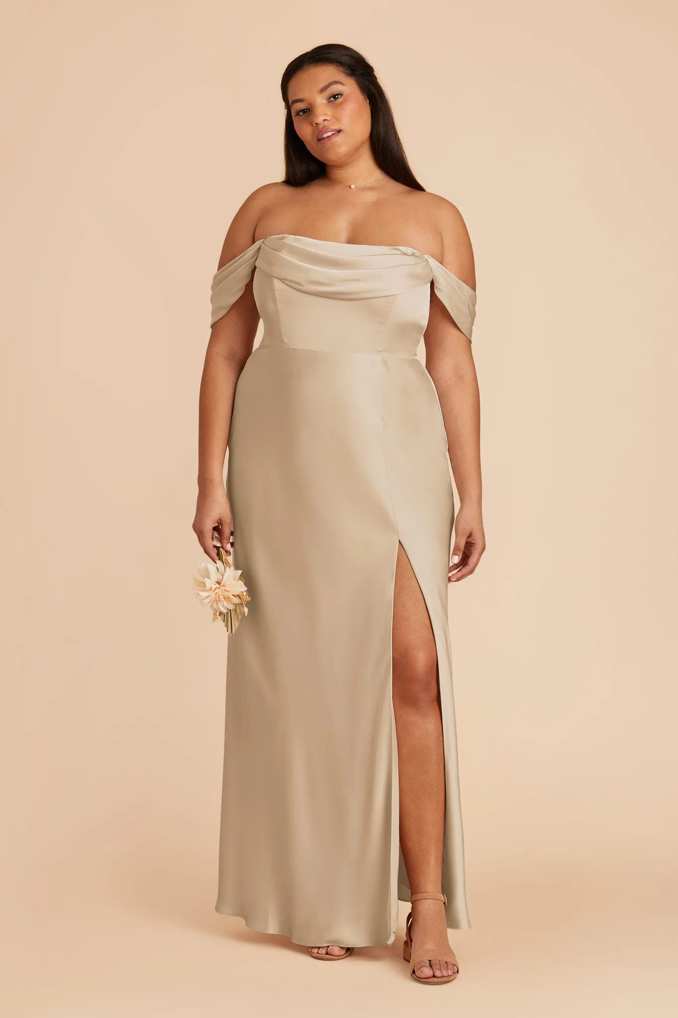 Mia Matte Satin Dress - Neutral Champagne sold by Birdy Grey product image thumbnail 2