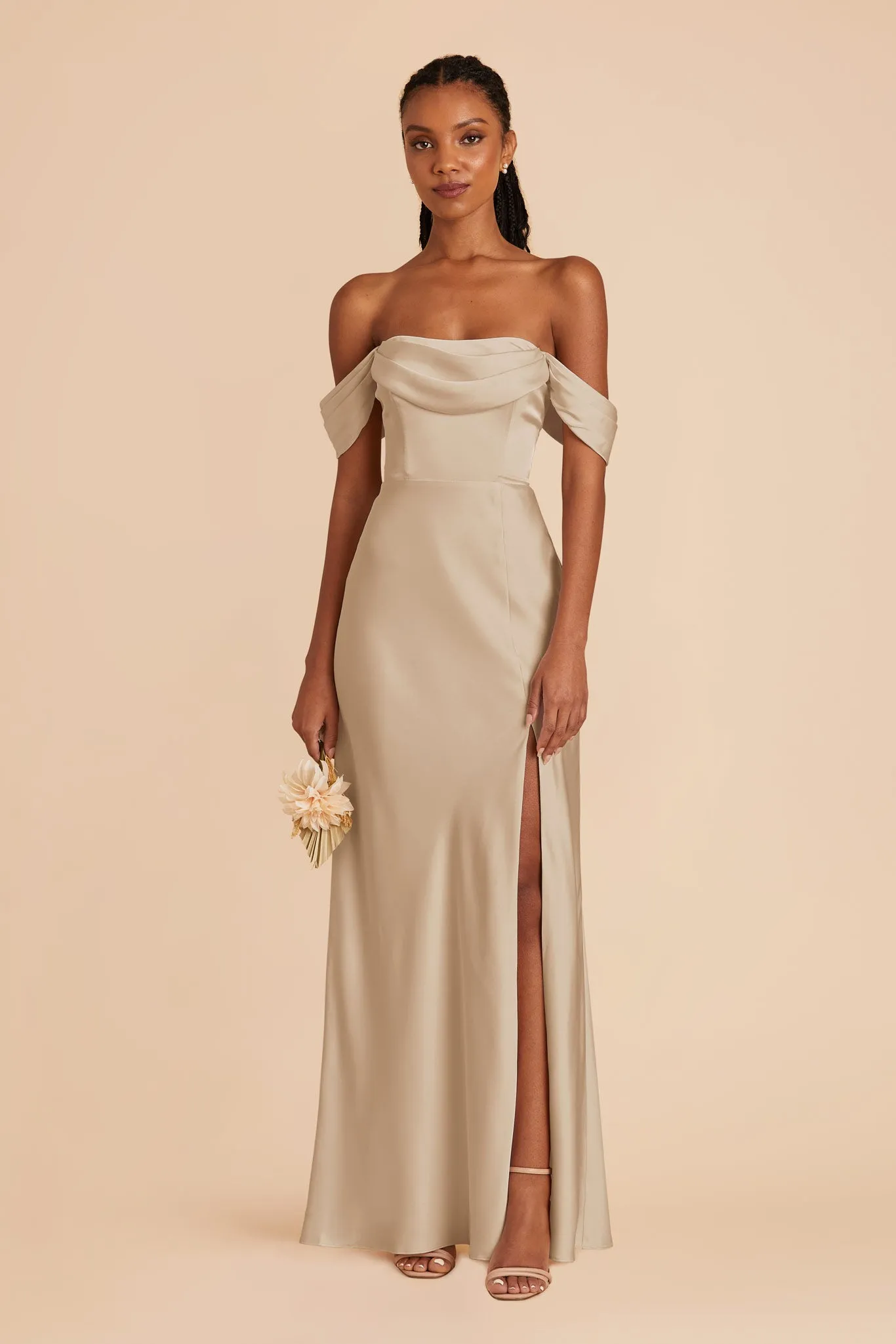 Mia Matte Satin Dress - Neutral Champagne sold by Birdy Grey product image thumbnail 3